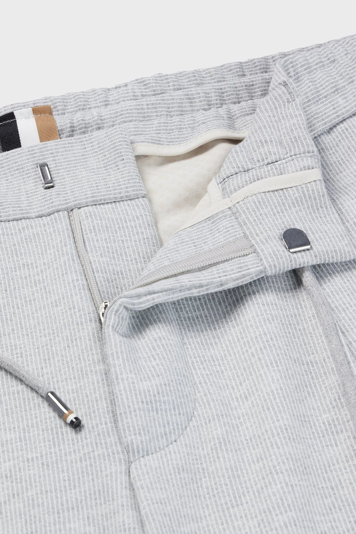 Boss Çizgili Streç Jarse Relaxed Fit Belden Bağlamalı Erkek Pantolon 50489416 041 GRİ - 5