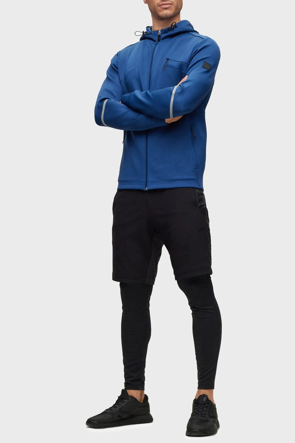 Boss Dekoratif Yansıtıcı Detaylı Fermuarlı Kapüşonlu Erkek Sweat 50483363 402 LACİVERT - 2