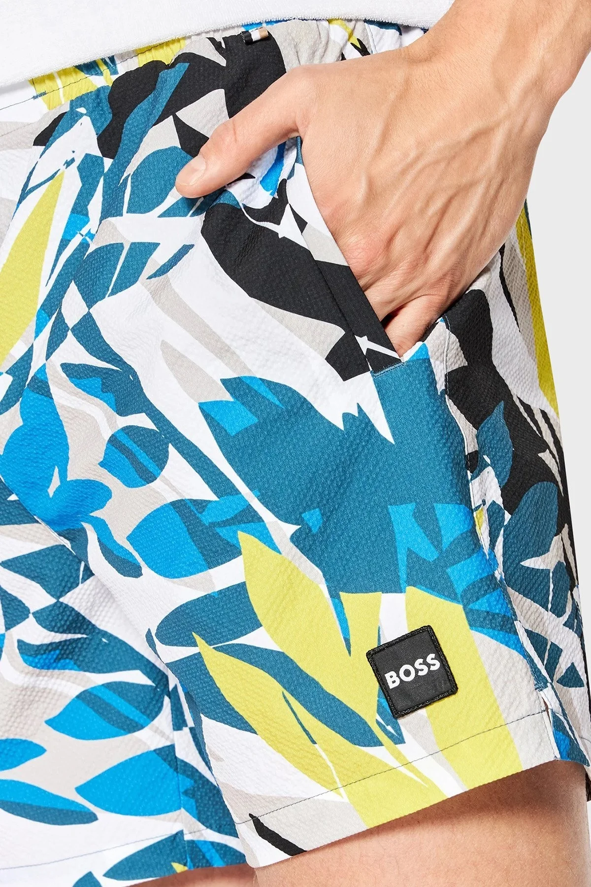 Boss Deniz Şort Desenli Belden Bağlamalı Cepli Erkek Mayo Short 50469326 271 MAVİ-BEYAZ - 4