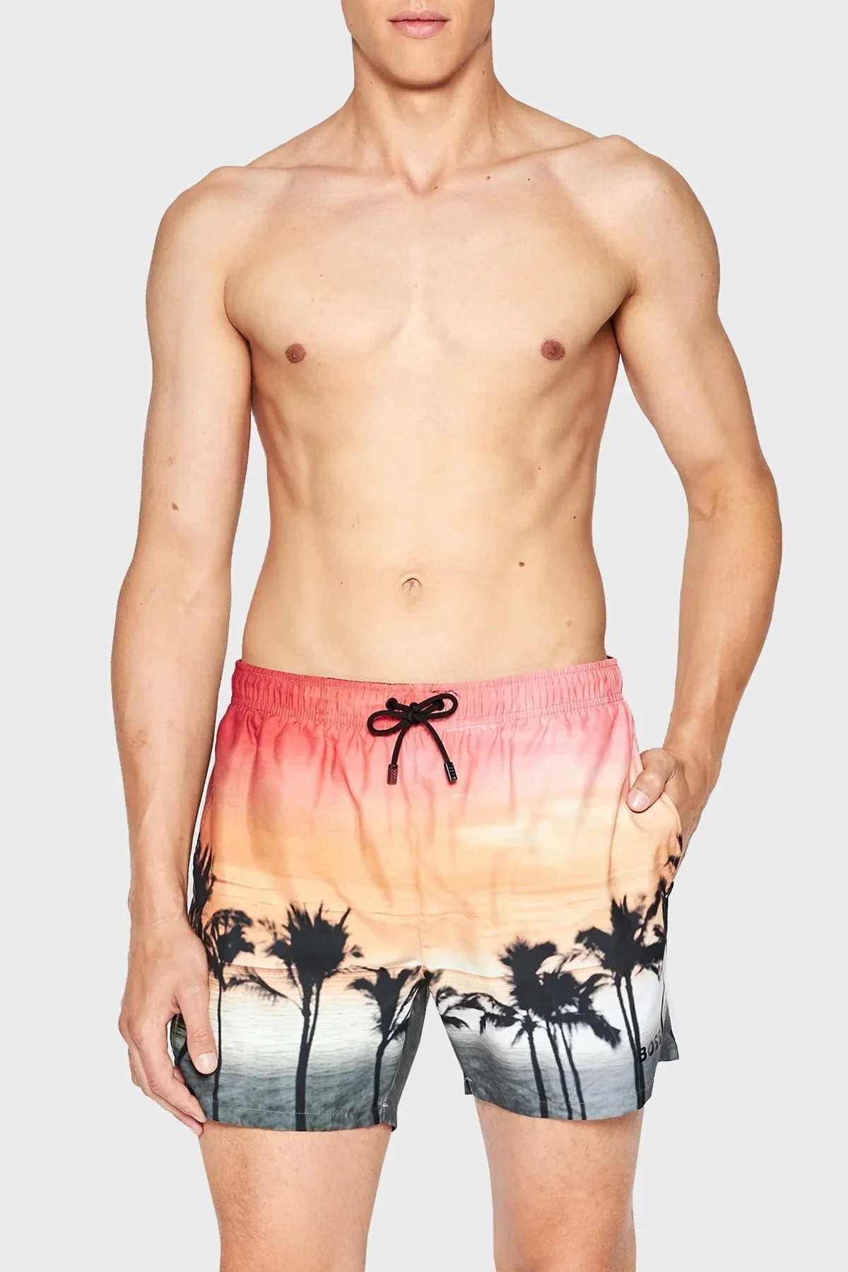 Boss Deniz Şort Desenli Belden Bağlamalı Cepli Erkek Mayo Short 50469337 271 TURUNCU - 2