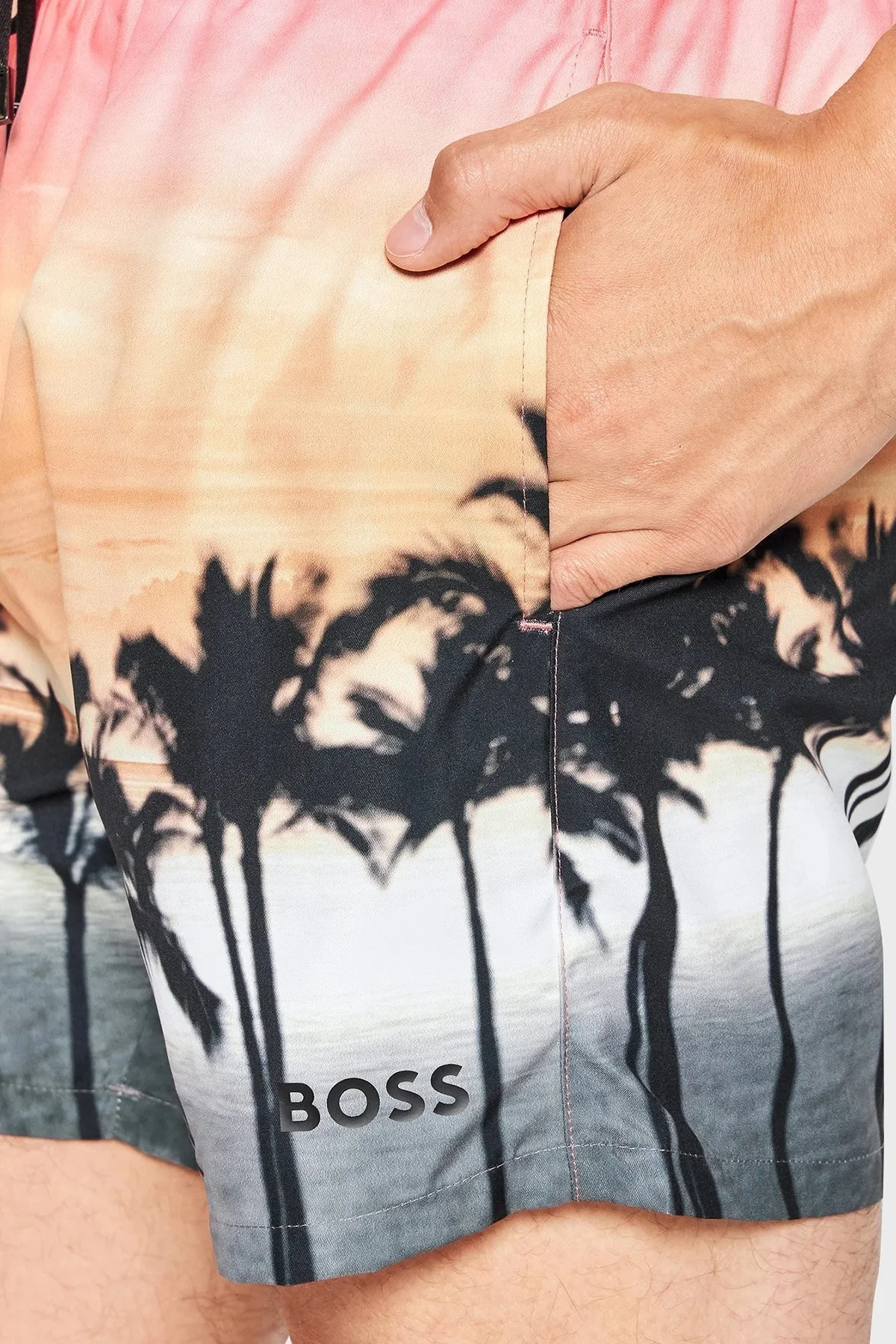 Boss Deniz Şort Desenli Belden Bağlamalı Cepli Erkek Mayo Short 50469337 271 TURUNCU - 4