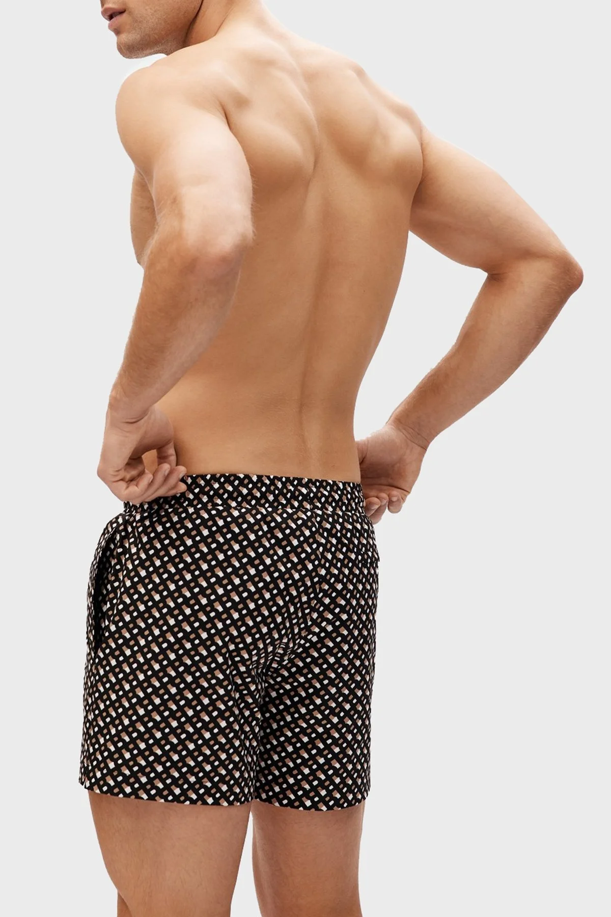 Boss Deniz Şort Desenli Belden Bağlamalı Cepli Erkek Mayo Short 50469341 004 SİYAH - 3