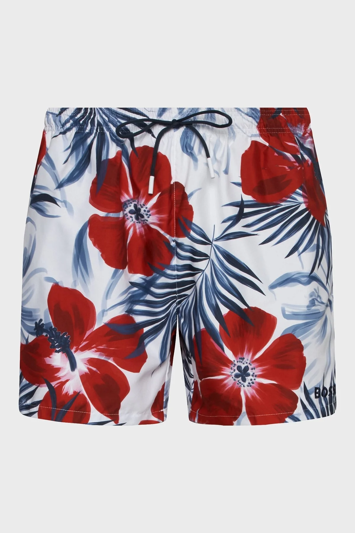 Boss Deniz Şort Desenli Belden Bağlamalı Erkek Mayo Short 50469321 162 MAVİ-BEYAZ - 4