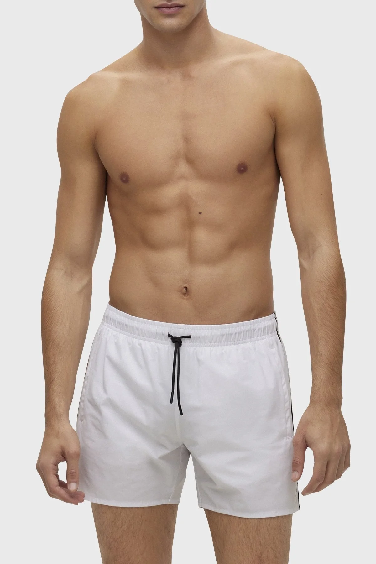 Boss Deniz Şortu Belden Bağlamalı Cepli Erkek Mayo Short 50491594 100 BEYAZ - 1