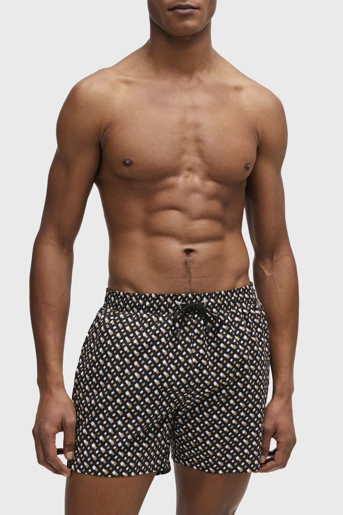 Boss Deniz Şortu Monogram Baskılı Tamamı Astarlı Hızlı Kuruyan Erkek Mayo Short 50515720 004 SİYAH - 1