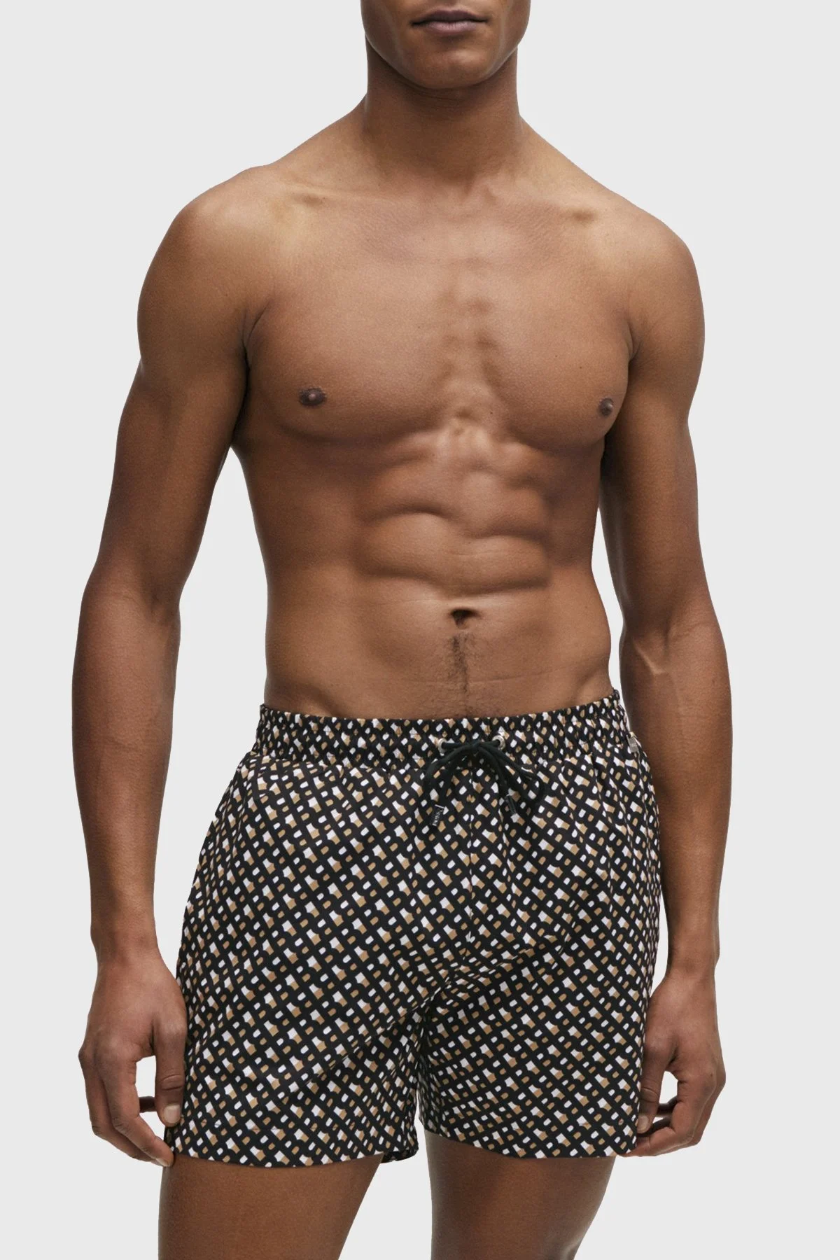 Boss Deniz Şortu Monogram Baskılı Tamamı Astarlı Hızlı Kuruyan Erkek Mayo Short 50515720 004 SİYAH - 1