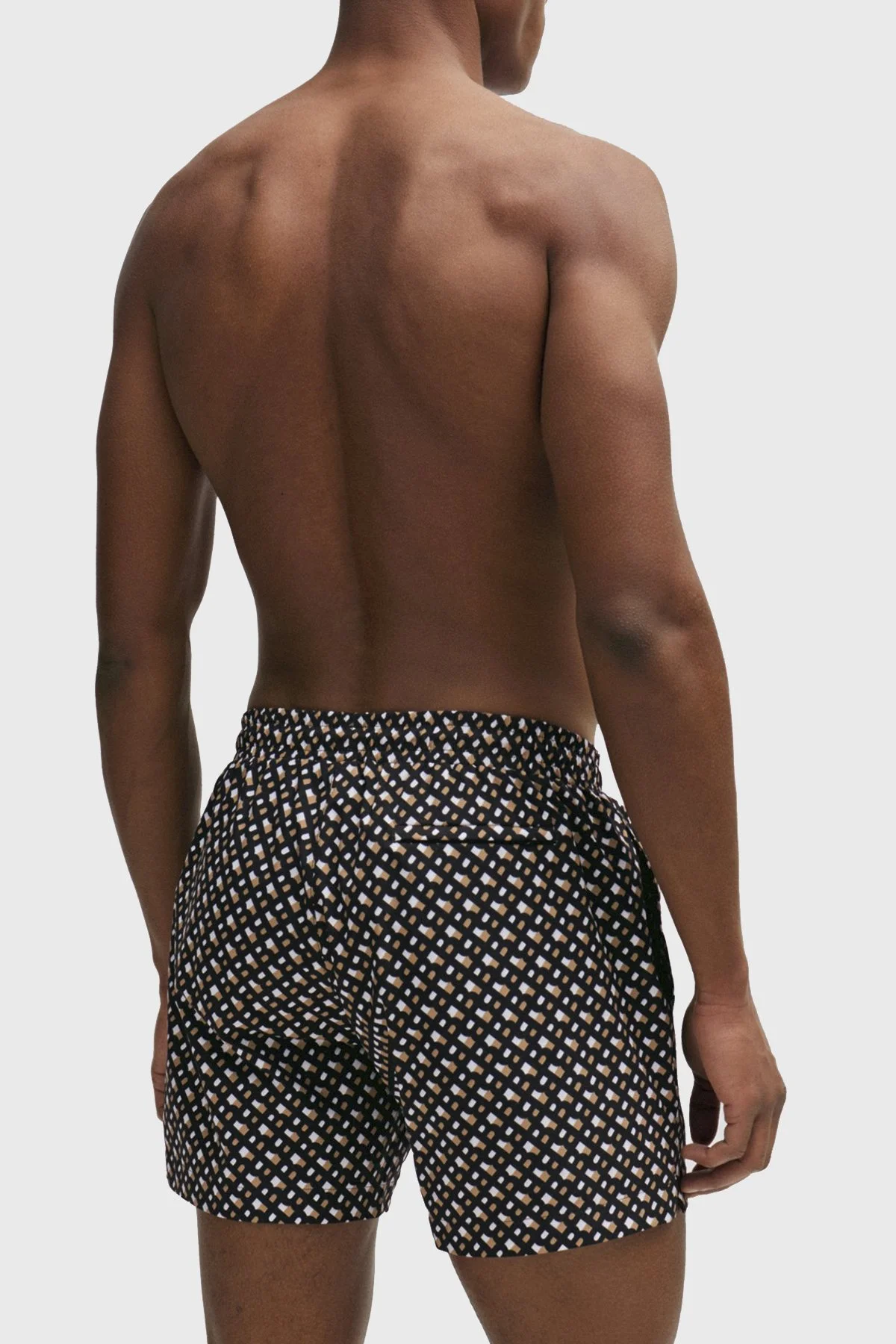 Boss Deniz Şortu Monogram Baskılı Tamamı Astarlı Hızlı Kuruyan Erkek Mayo Short 50515720 004 SİYAH - 3