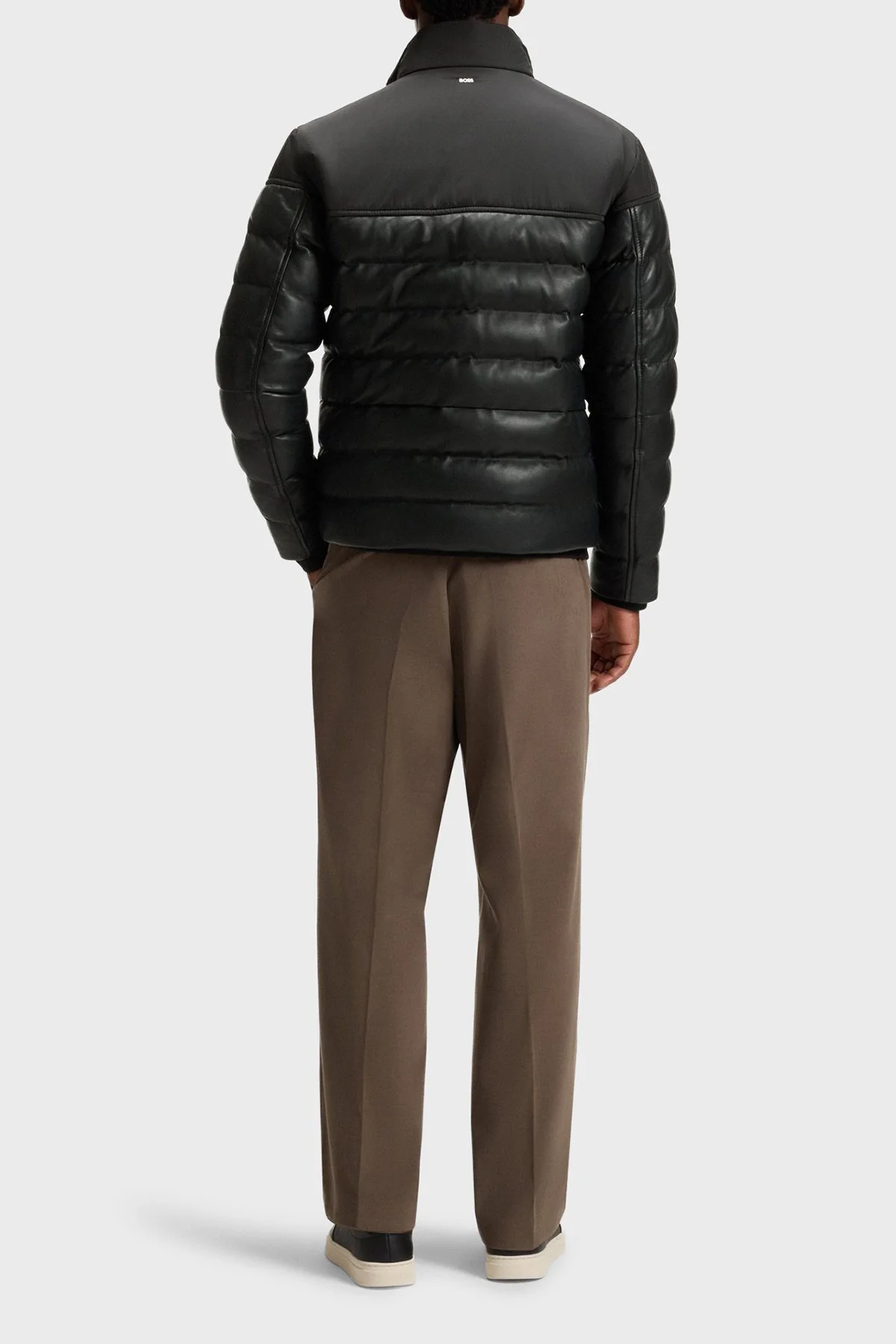 Boss Deri Regular Fit Dik Yaka Kapitoneli Şişme Erkek Mont 50547672 001 SİYAH - 2