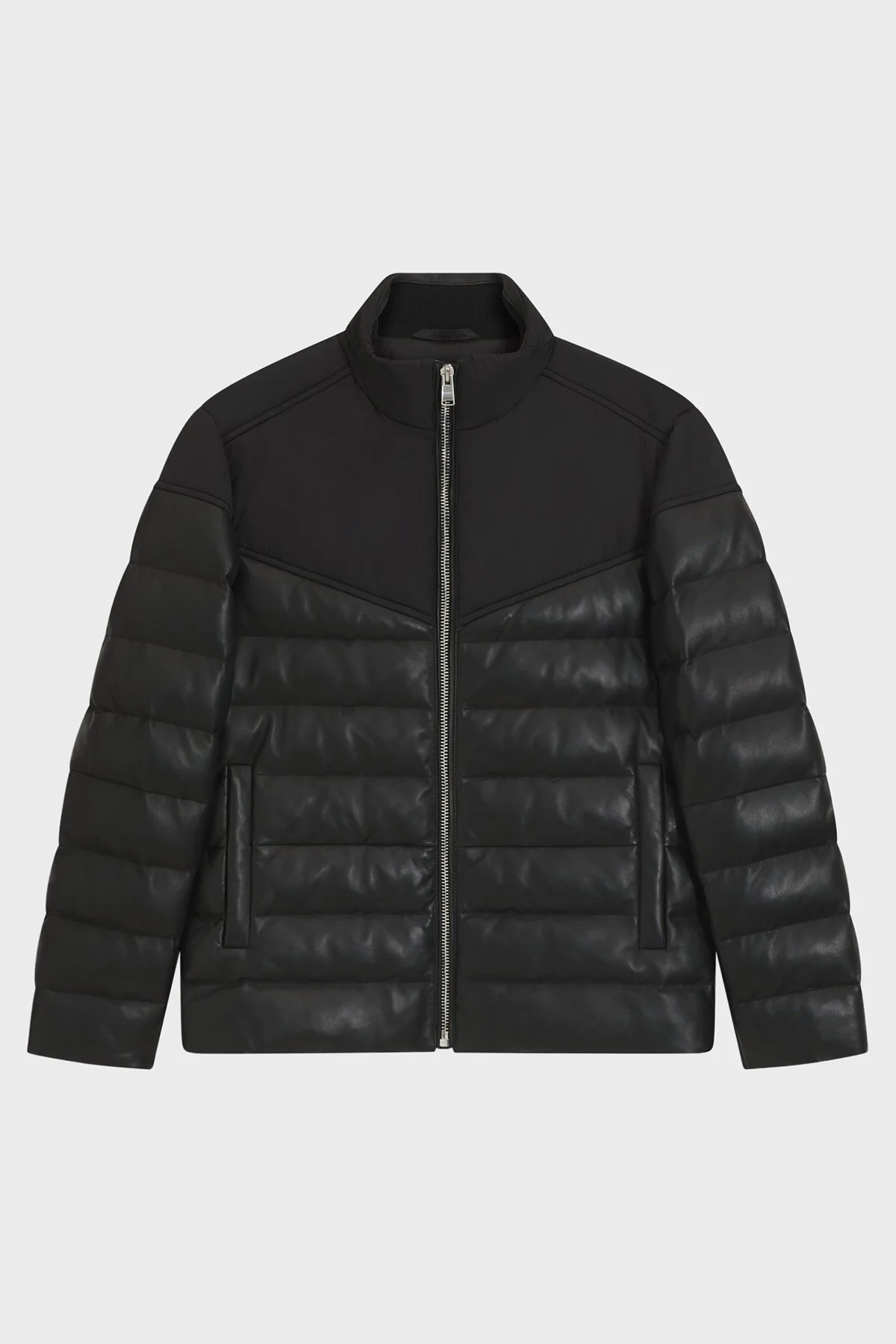 Boss Deri Regular Fit Dik Yaka Kapitoneli Şişme Erkek Mont 50547672 001 SİYAH - 5