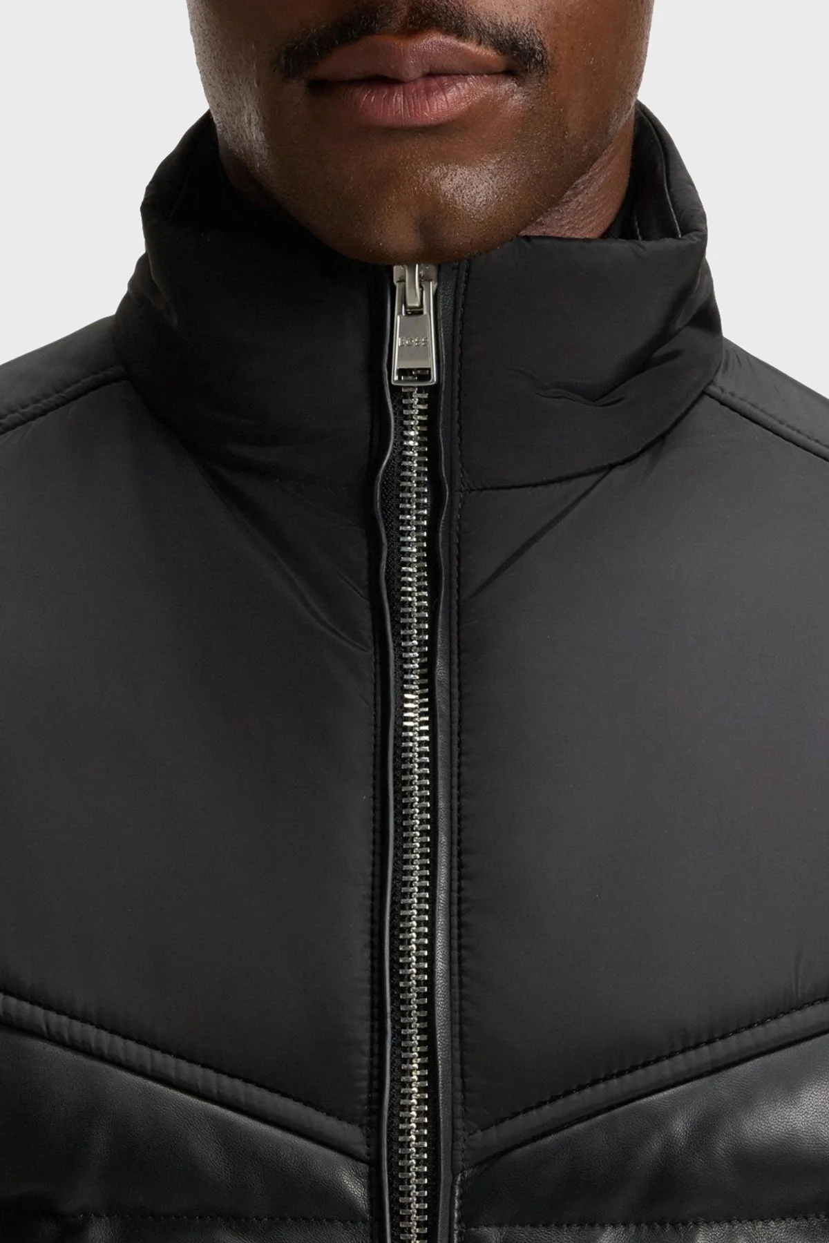 Boss Deri Regular Fit Dik Yaka Kapitoneli Şişme Erkek Mont 50547672 001 SİYAH - 4