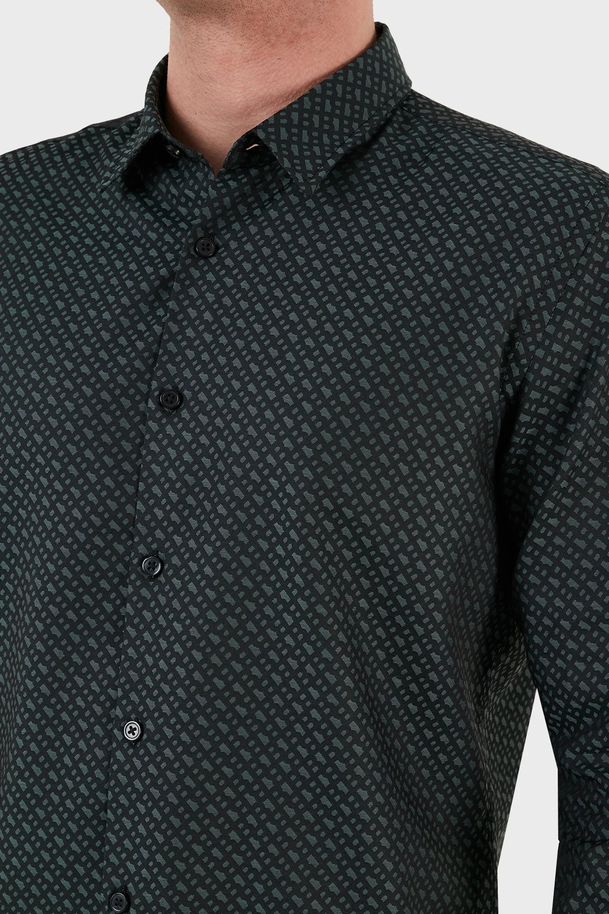 Boss Desenli % 100 Pamuk Slim Fit Erkek Gömlek 50483697 445 YEŞİL - 2