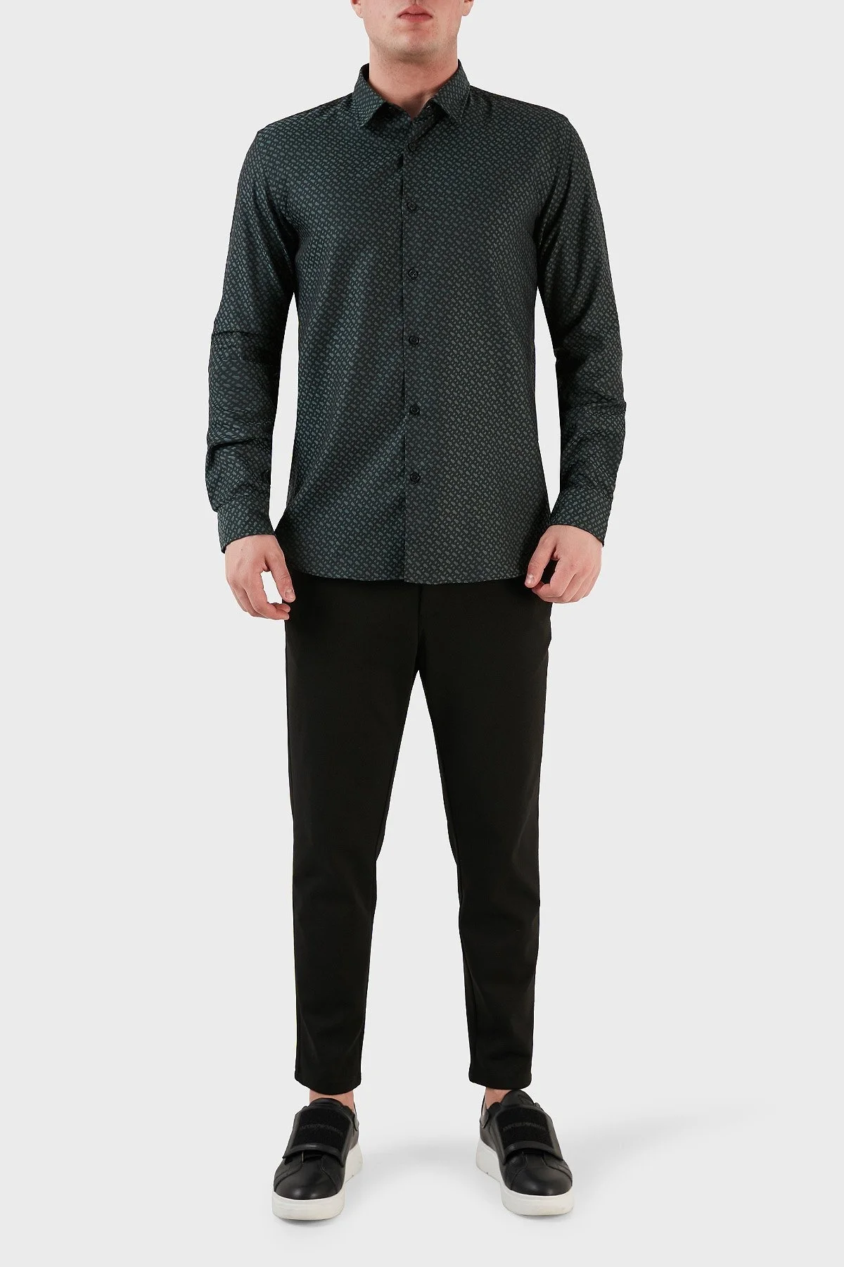 Boss Desenli % 100 Pamuk Slim Fit Erkek Gömlek 50483697 445 YEŞİL - 3