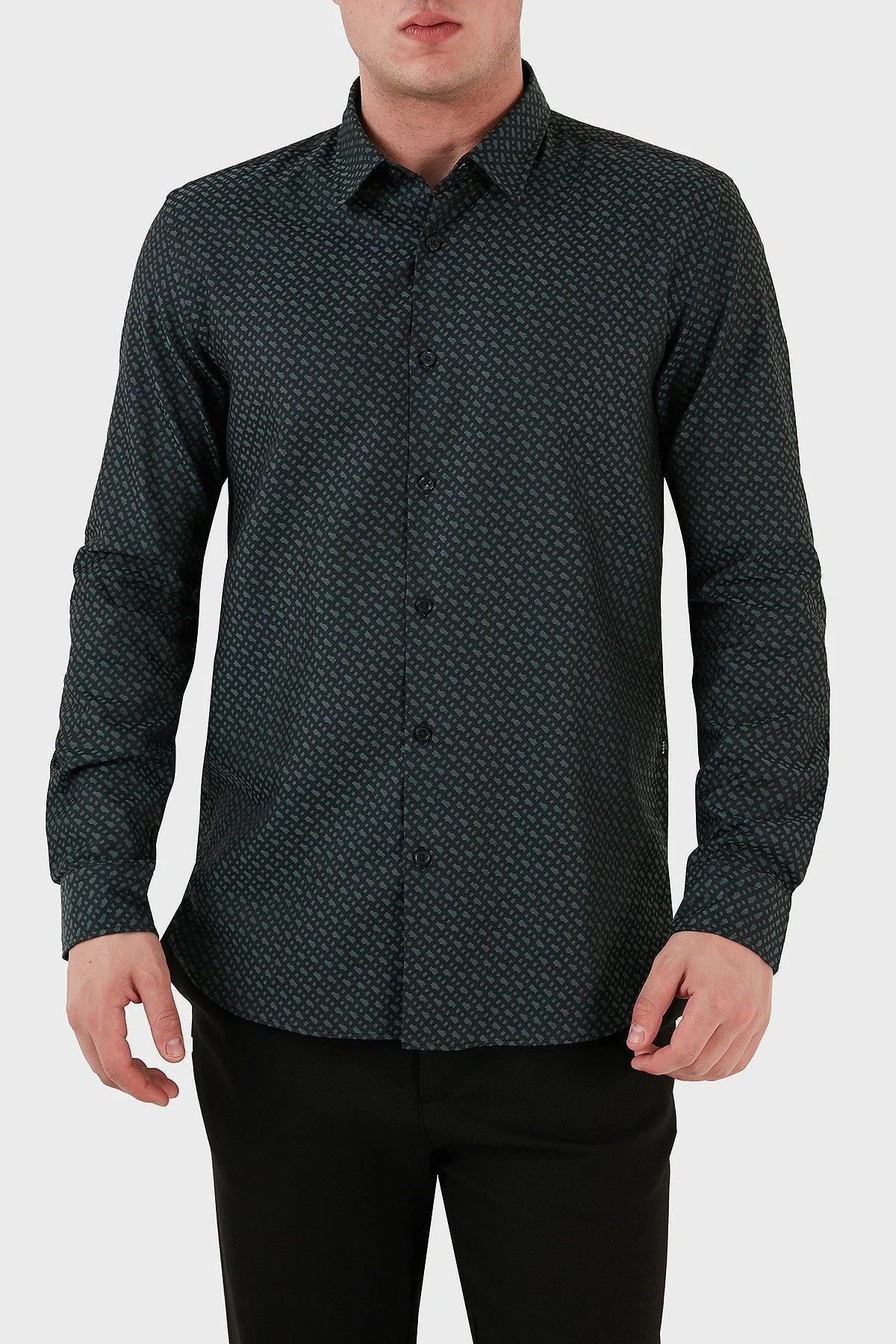 Boss Desenli % 100 Pamuk Slim Fit Erkek Gömlek 50483697 445 YEŞİL - 6