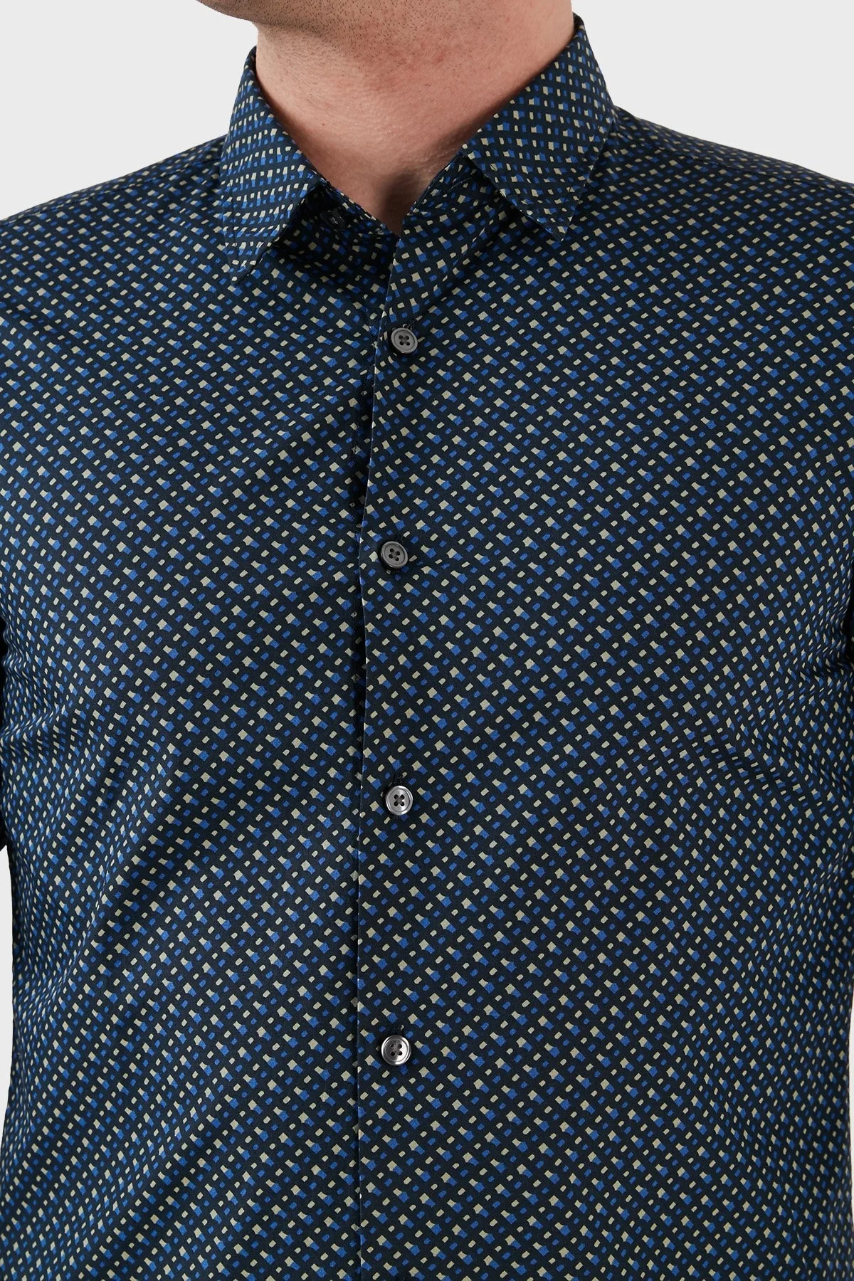 Boss Desenli % 100 Pamuk Slim Fit Erkek Gömlek 50488041 404 LACİVERT - 3