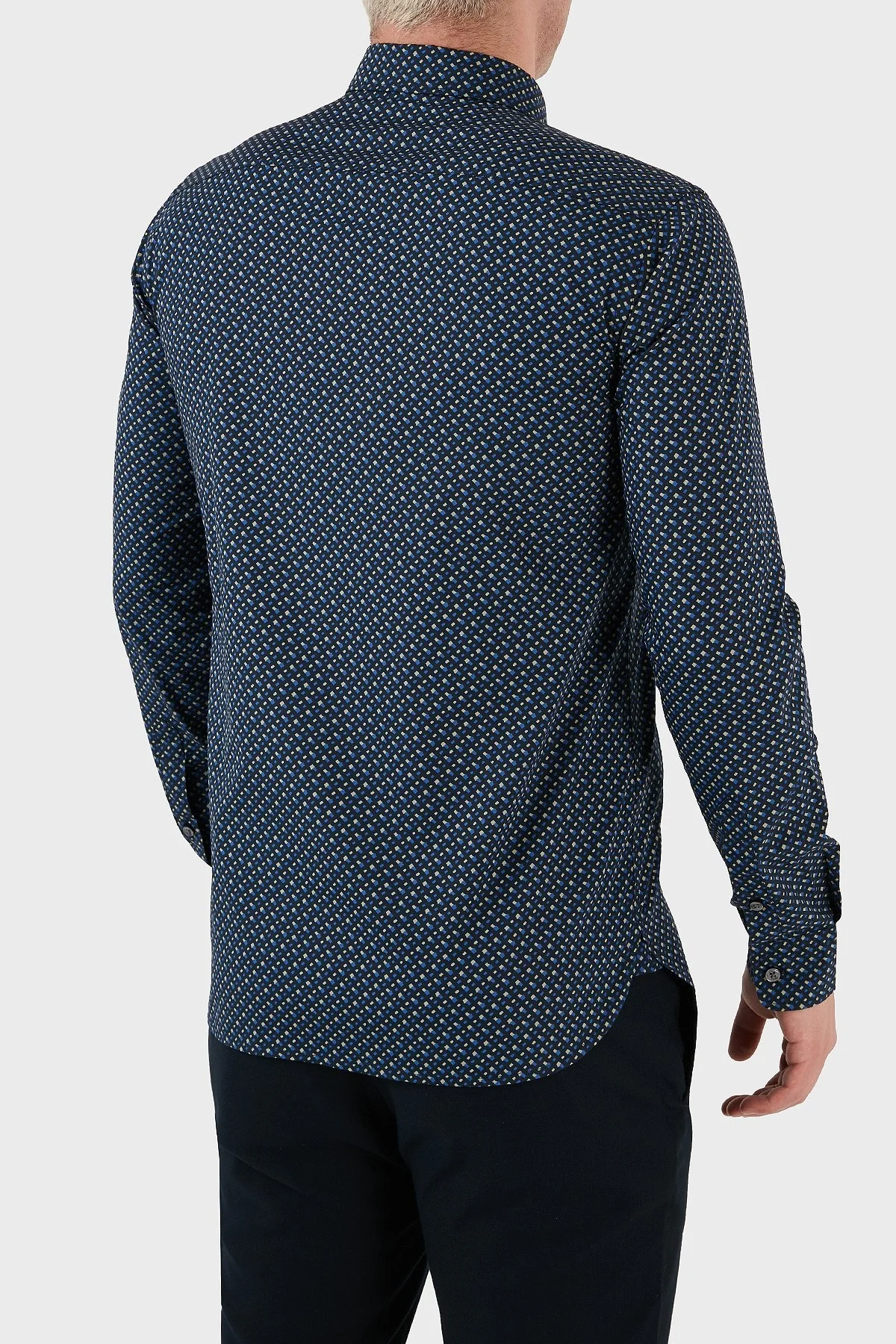 Boss Desenli % 100 Pamuk Slim Fit Erkek Gömlek 50488041 404 LACİVERT - 4