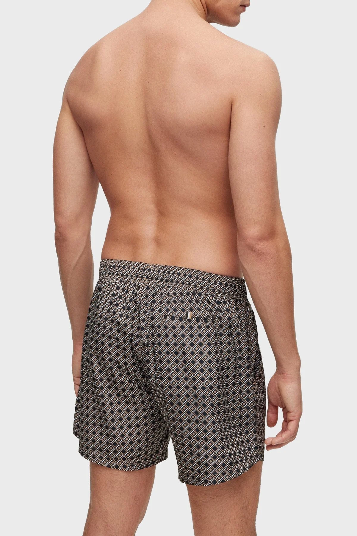 Boss Desenli Deniz Şortu Belden Bağlamalı Cepli Erkek Mayo Short 50491580 260 BEJ - 3