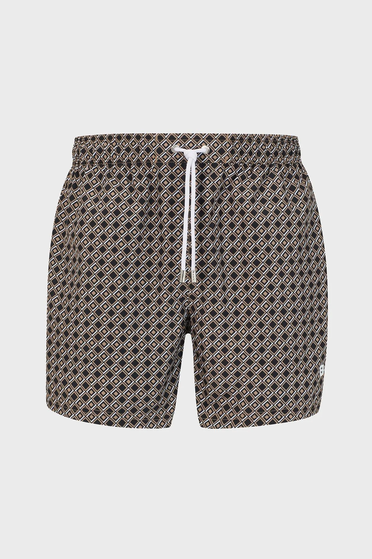 Boss Desenli Deniz Şortu Belden Bağlamalı Cepli Erkek Mayo Short 50491580 260 BEJ - 4