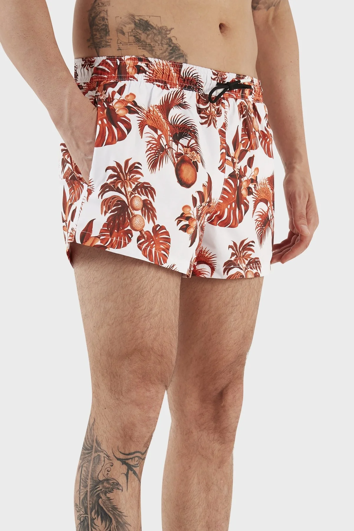 Boss Desenli Deniz Şortu Çabuk Kuruyan Erkek Mayo Short 50469328 100 BEYAZ - 3