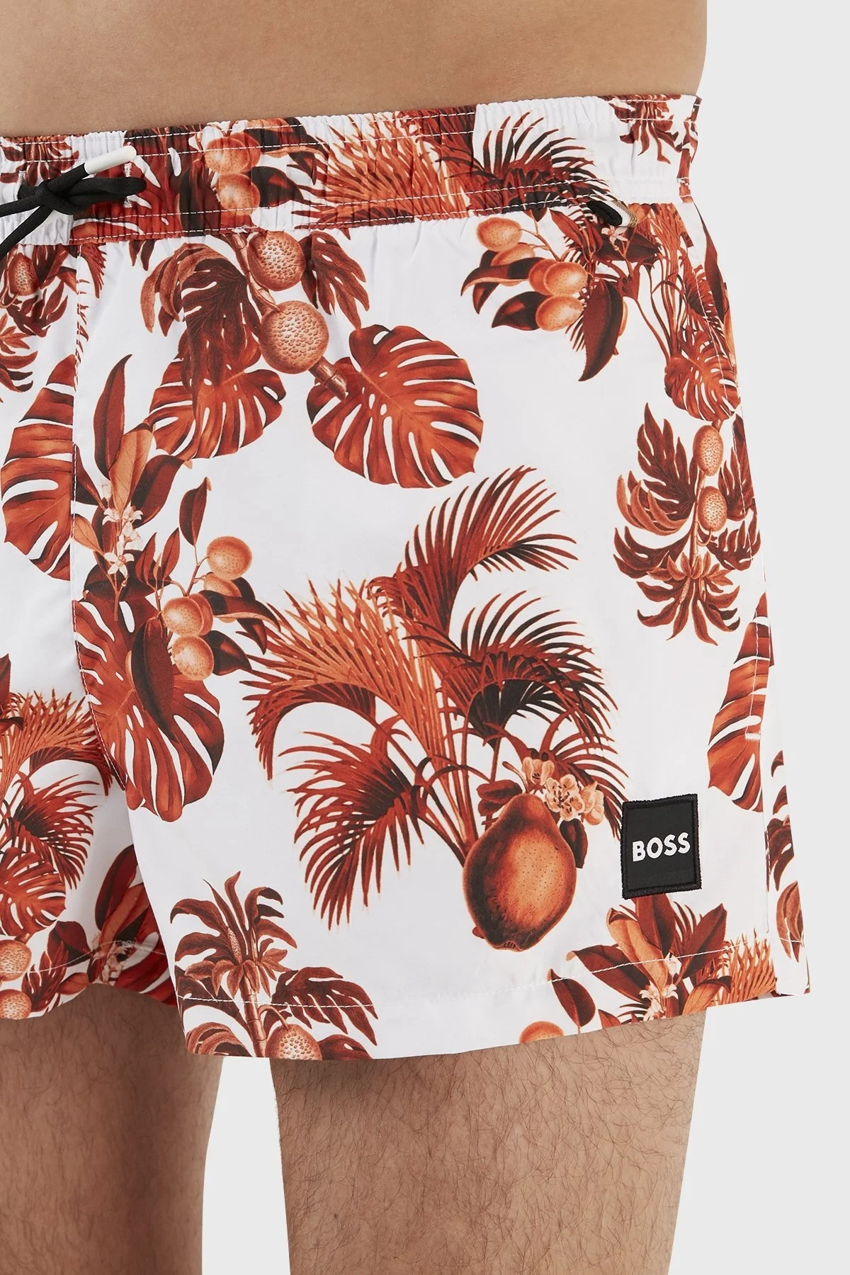 Boss Desenli Deniz Şortu Çabuk Kuruyan Erkek Mayo Short 50469328 100 BEYAZ - 5