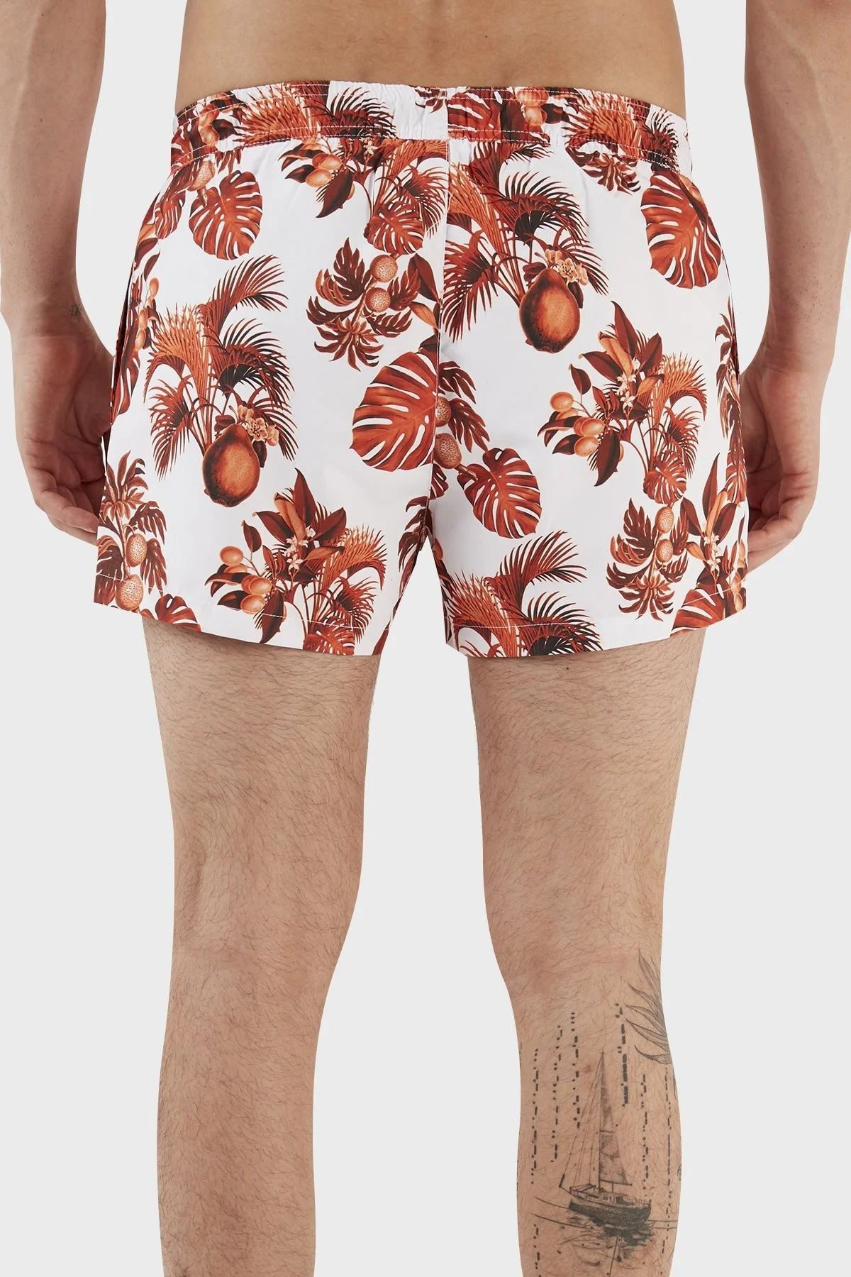 Boss Desenli Deniz Şortu Çabuk Kuruyan Erkek Mayo Short 50469328 100 BEYAZ - 6