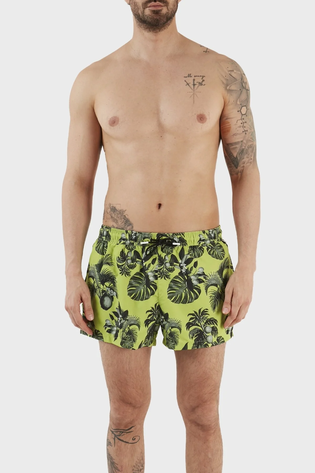 Boss Desenli Deniz Şortu Çabuk Kuruyan Erkek Mayo Short 50469328 322 YEŞİL - 1