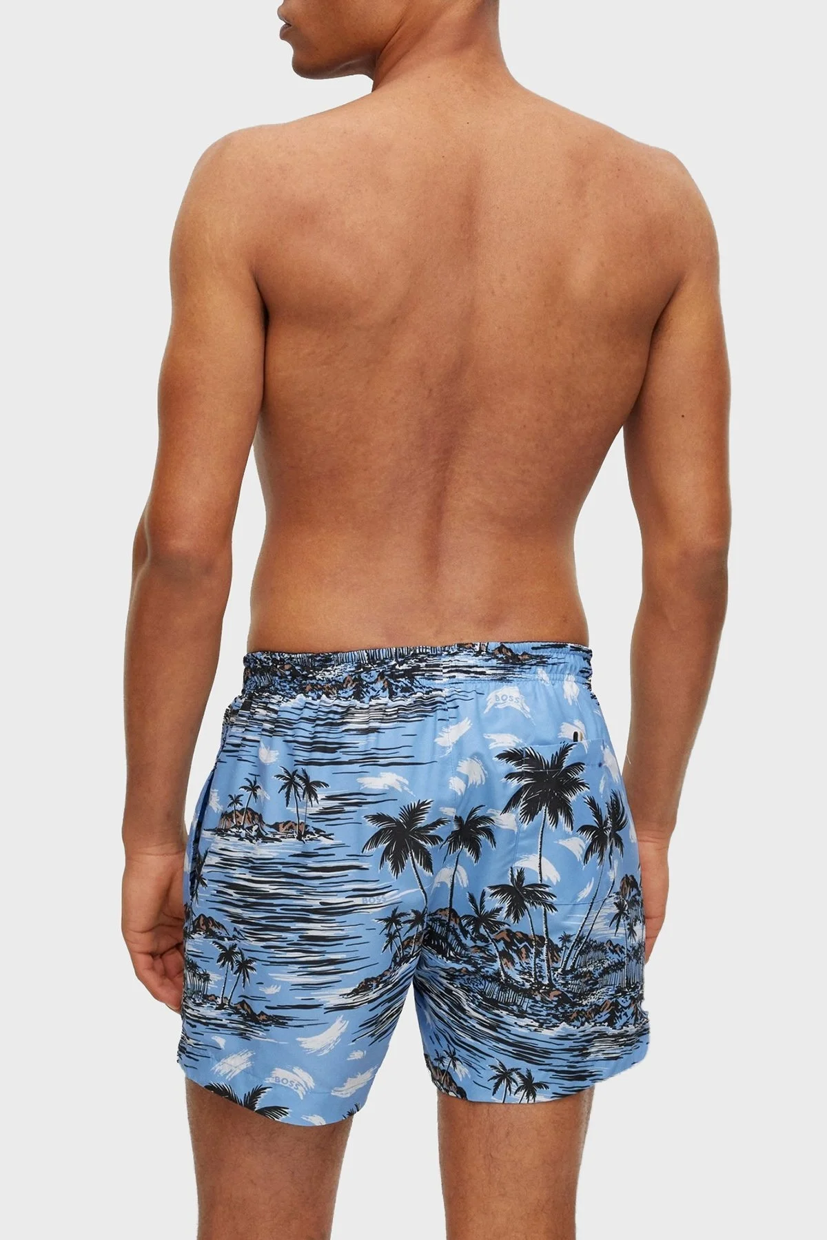 Boss Desenli Deniz Şortu Çabuk Kuruyan Erkek Mayo Short 50469489 492 MAVİ - 3