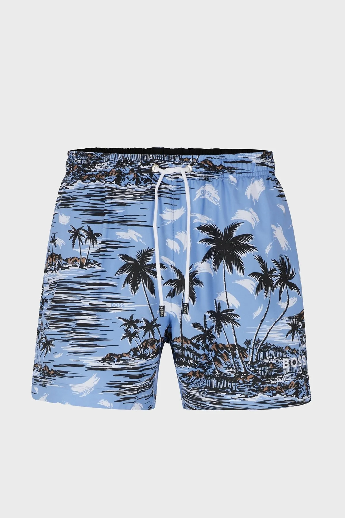 Boss Desenli Deniz Şortu Çabuk Kuruyan Erkek Mayo Short 50469489 492 MAVİ - 4