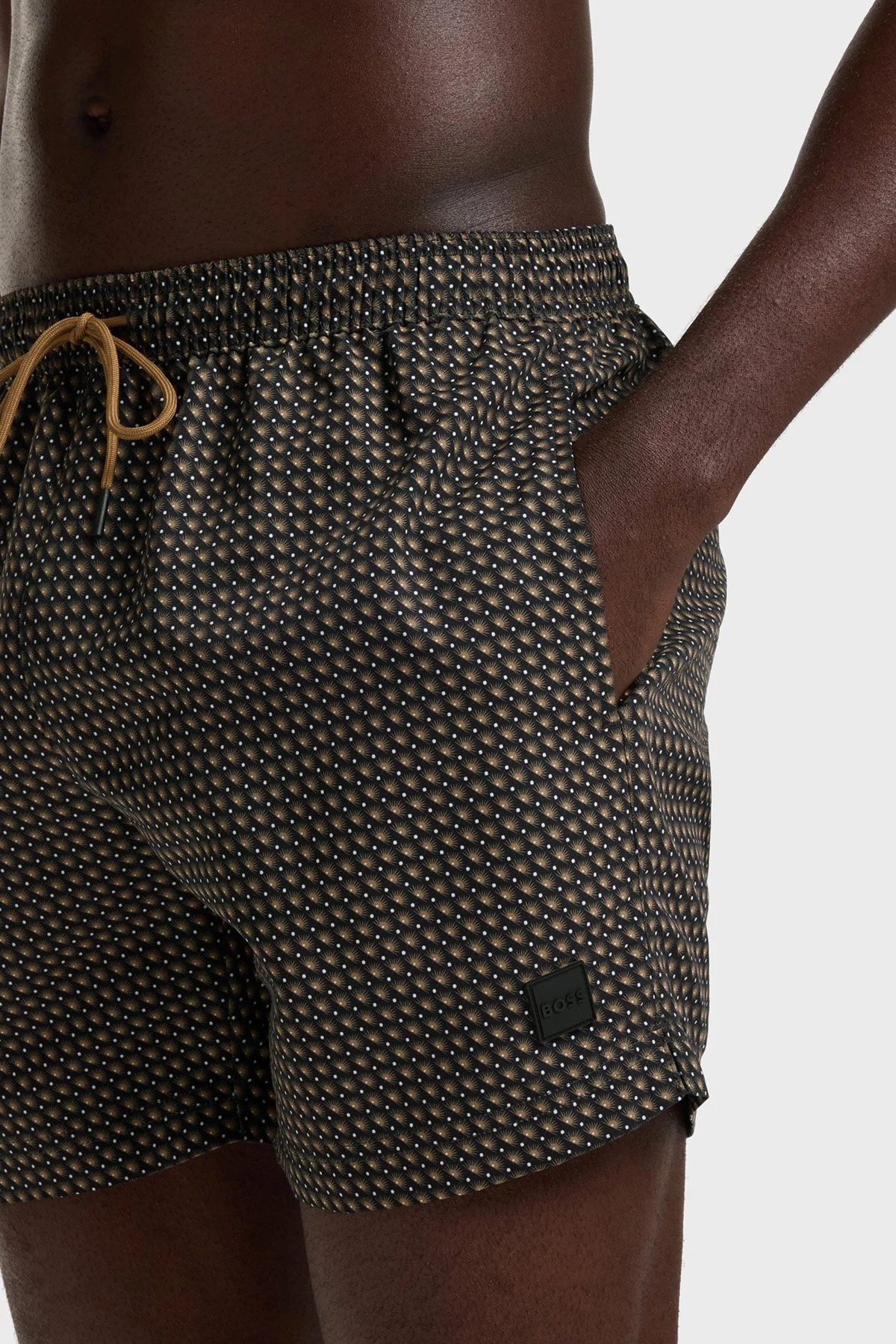 Boss Desenli Hızlı Kuruyan Erkek Deniz Şortu 50518968 004 SİYAH - 3