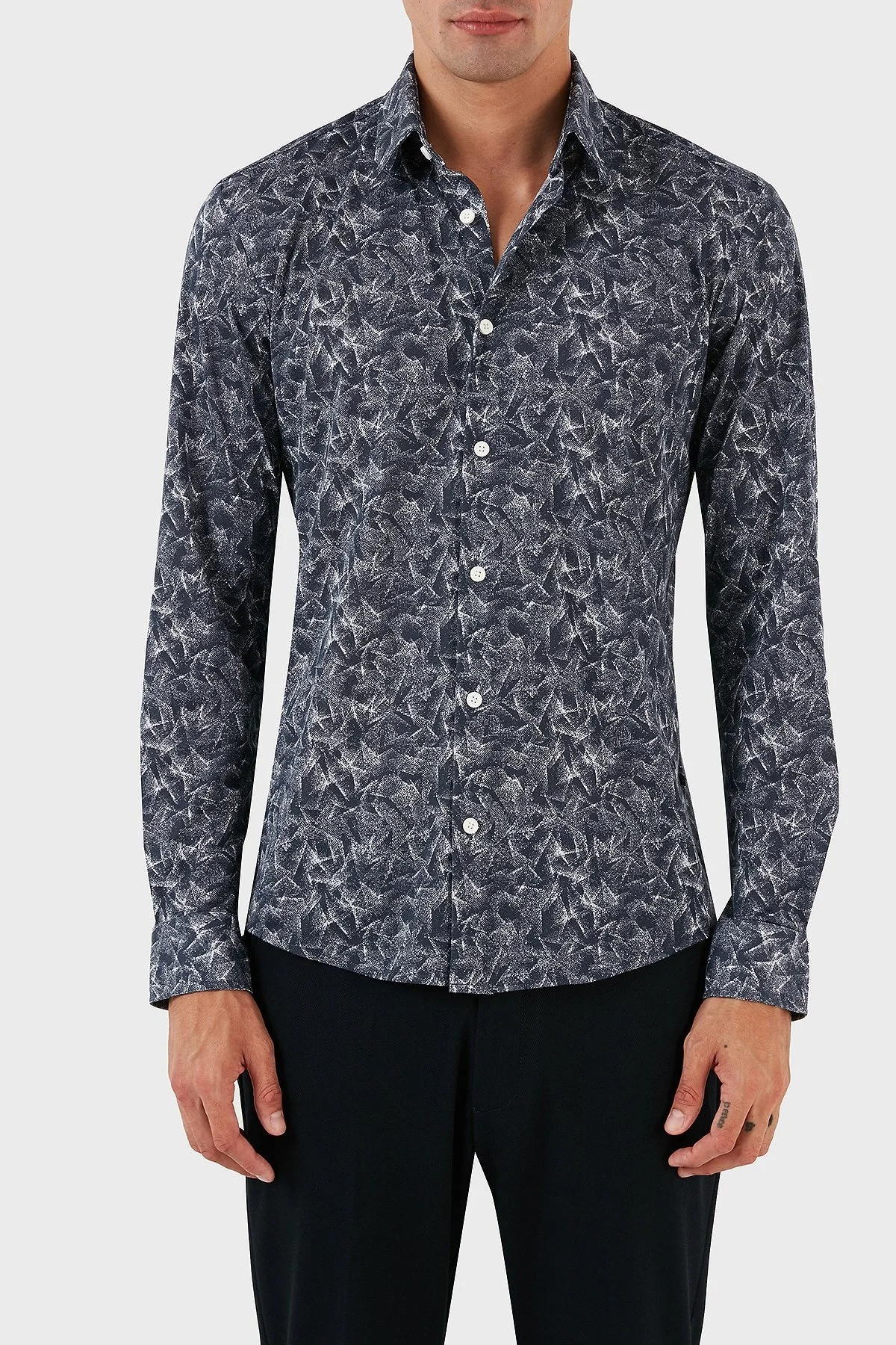 Boss Desenli Pamuklu Slim Fit Erkek Gömlek 50497152 477 AÇIK MAVİ - 1