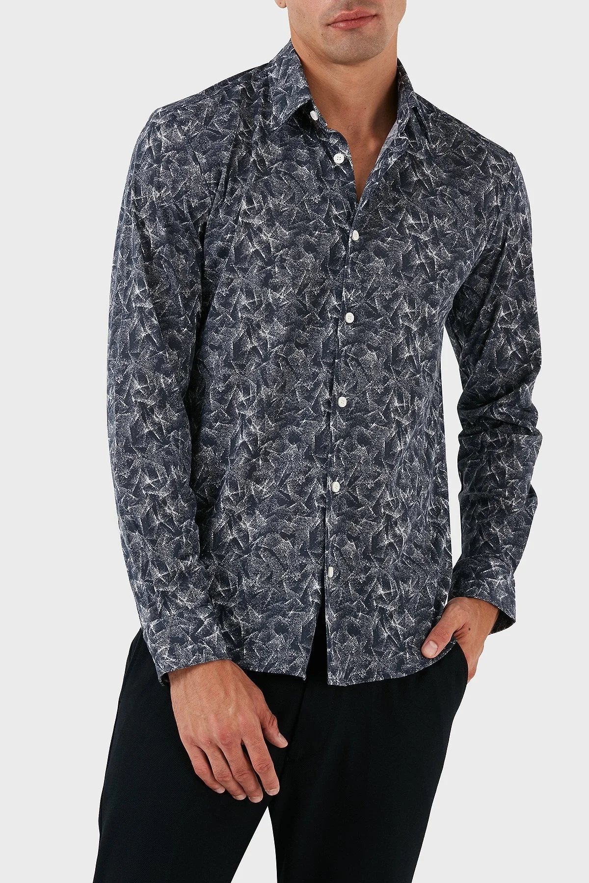 Boss Desenli Pamuklu Slim Fit Erkek Gömlek 50497152 477 AÇIK MAVİ - 2