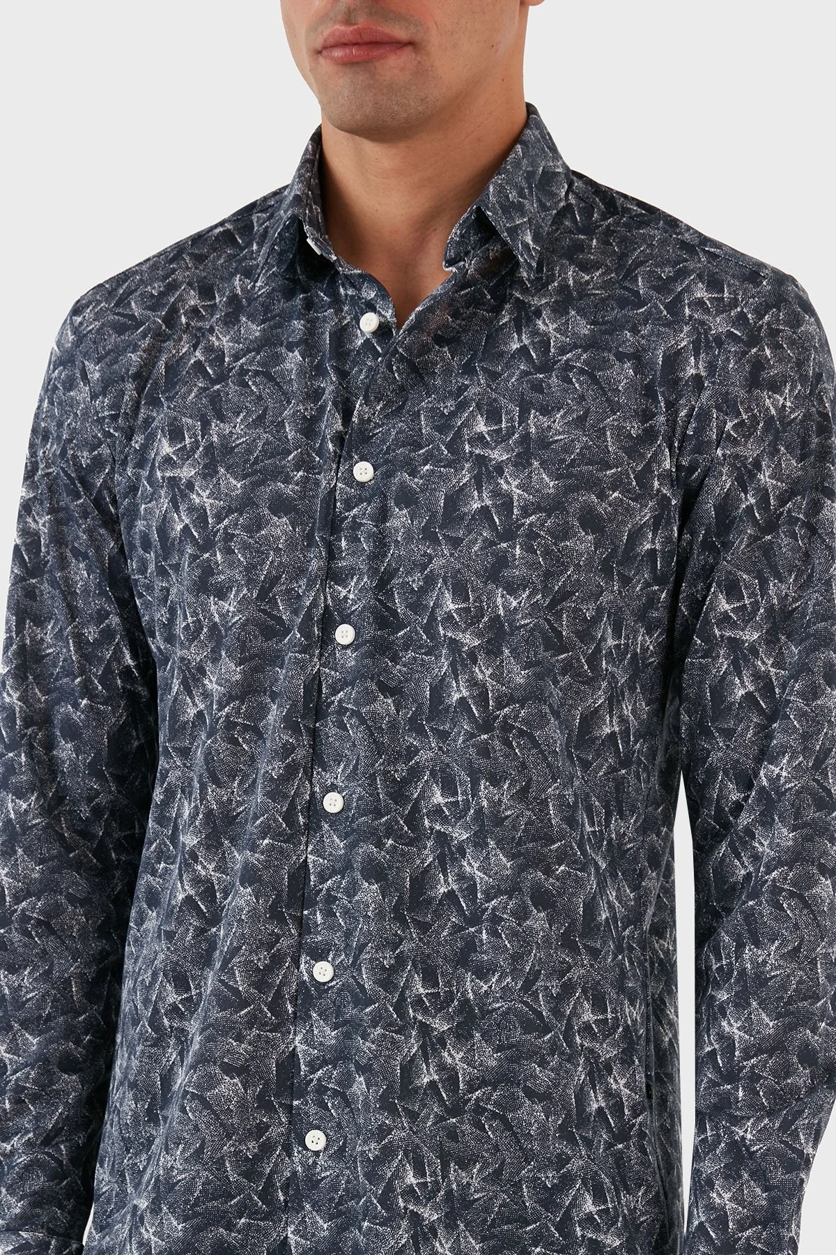 Boss Desenli Pamuklu Slim Fit Erkek Gömlek 50497152 477 AÇIK MAVİ - 4