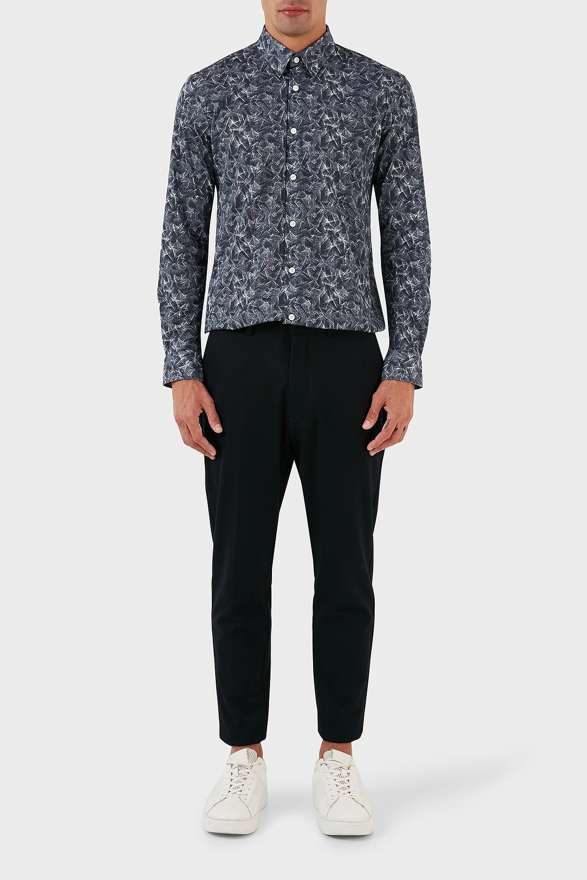 Boss Desenli Pamuklu Slim Fit Erkek Gömlek 50497152 477 AÇIK MAVİ - 5