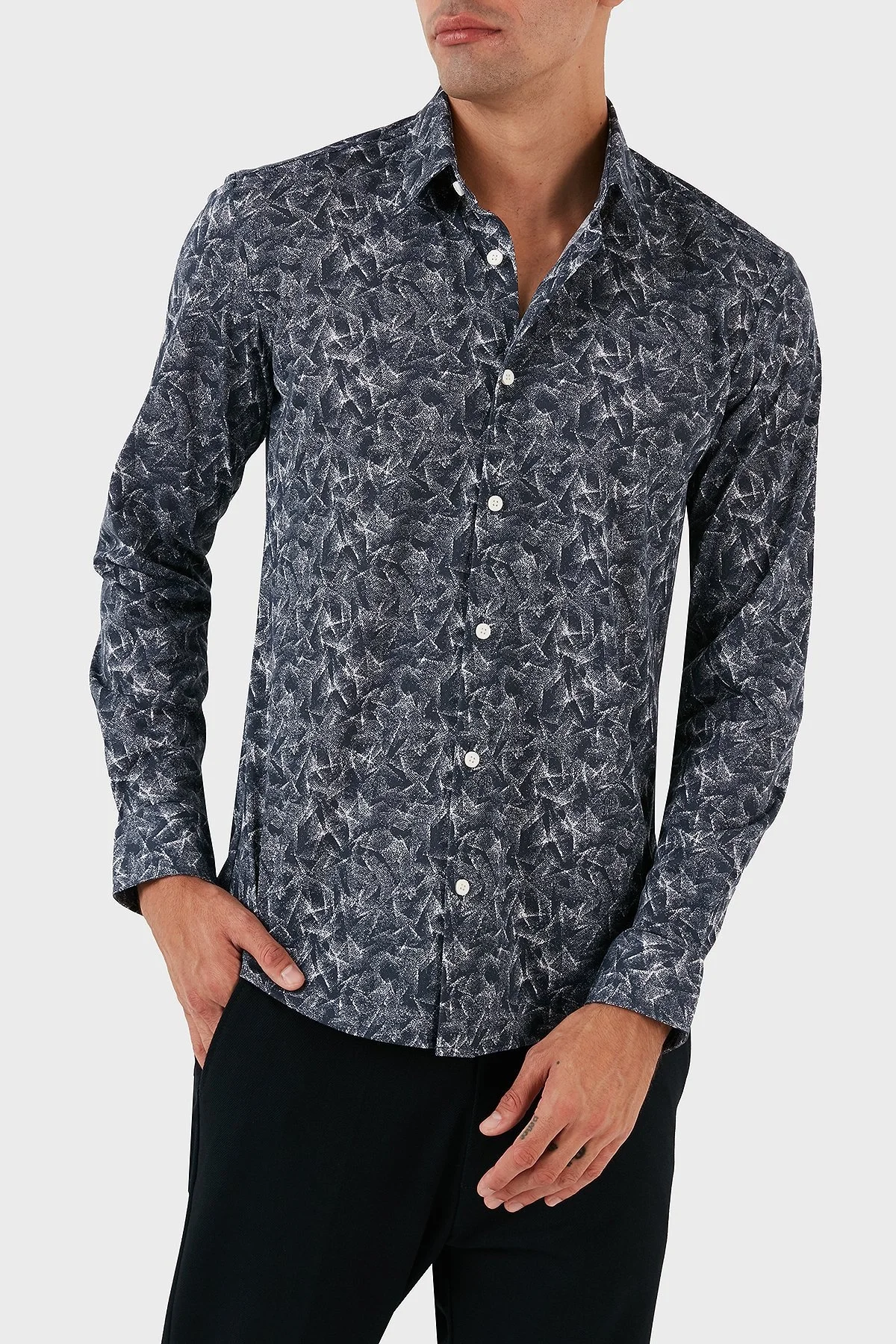 Boss Desenli Pamuklu Slim Fit Erkek Gömlek 50497152 477 AÇIK MAVİ - 6