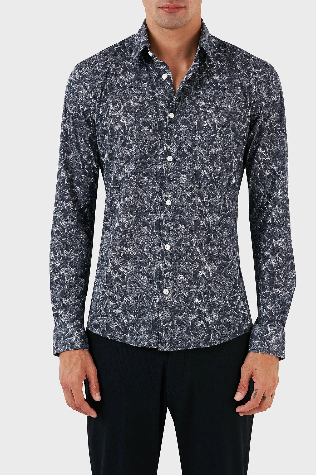 Boss Desenli Pamuklu Slim Fit Erkek Gömlek 50497152 477 AÇIK MAVİ - 1