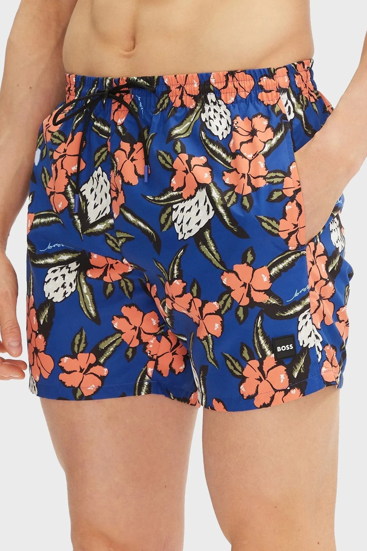 Boss Desenli Regular Fit Cepli Mayo Erkek Short 50508844 427 MAVİ-TURUNCU - 1