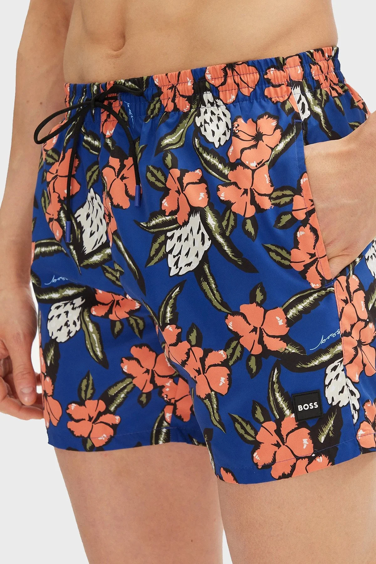 Boss Desenli Regular Fit Cepli Mayo Erkek Short 50508844 427 MAVİ-TURUNCU - 3