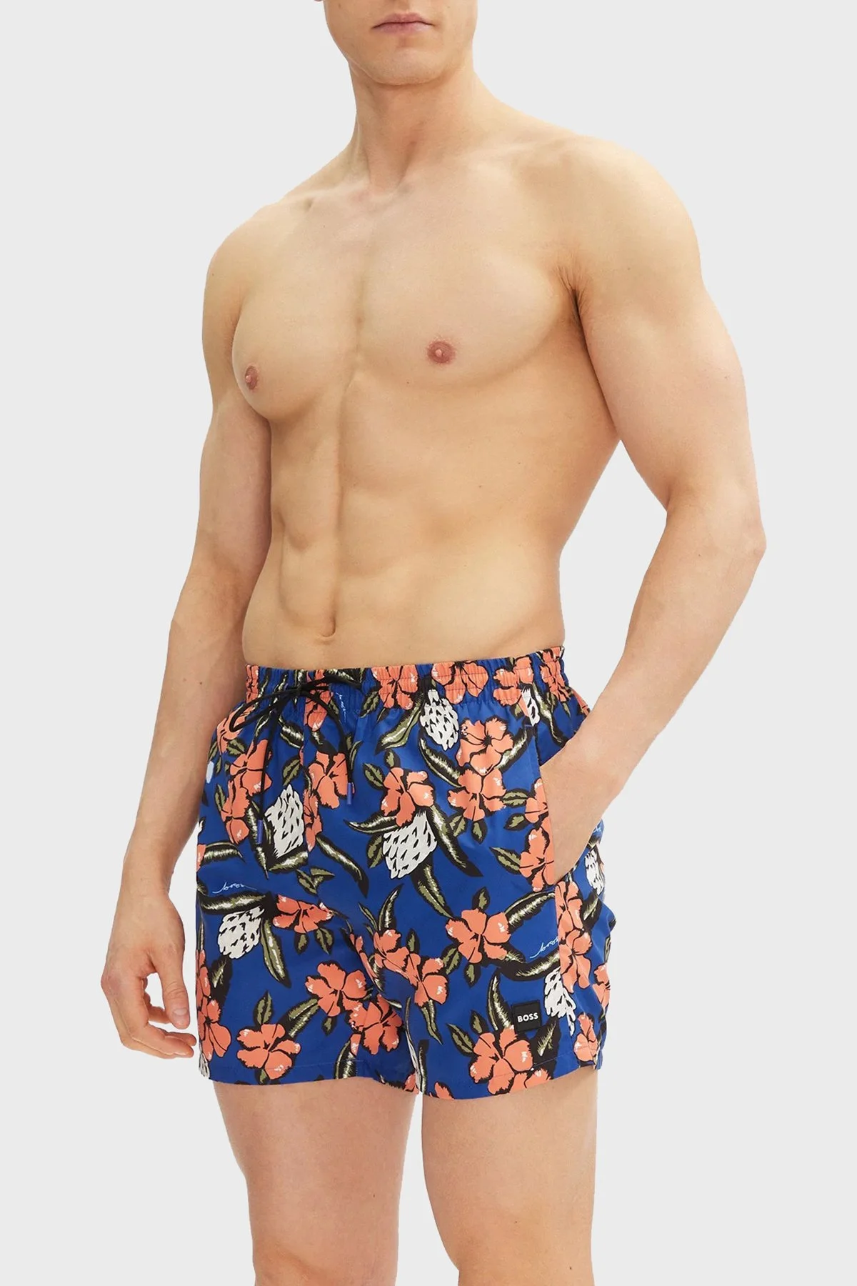Boss Desenli Regular Fit Cepli Mayo Erkek Short 50508844 427 MAVİ-TURUNCU - 2