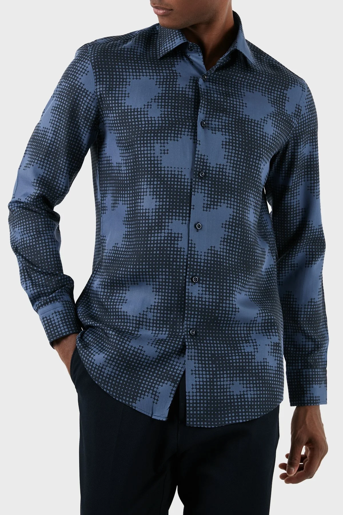 Boss Desenli Regular Fit Erkek Gömlek 50508415 479 MAVİ - 1