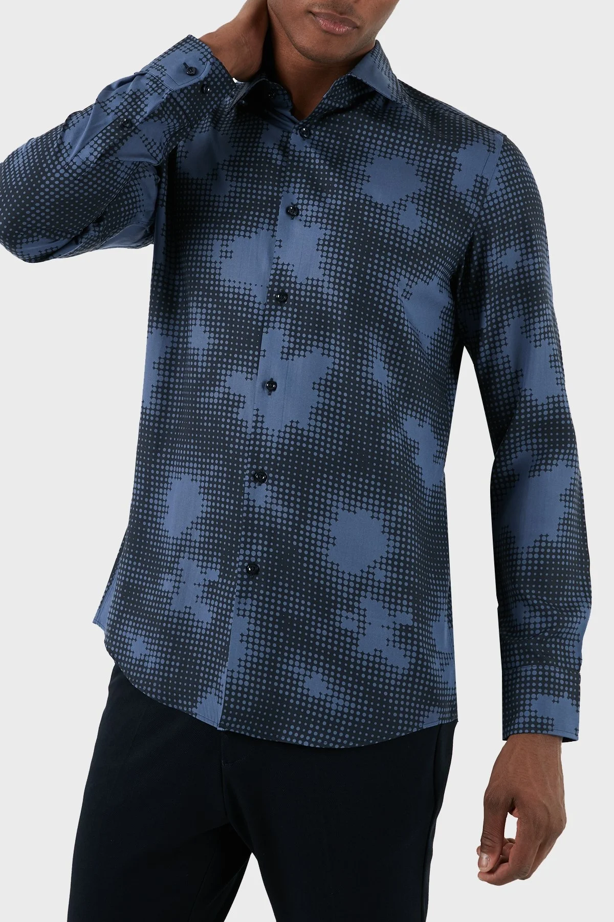 Boss Desenli Regular Fit Erkek Gömlek 50508415 479 MAVİ - 2