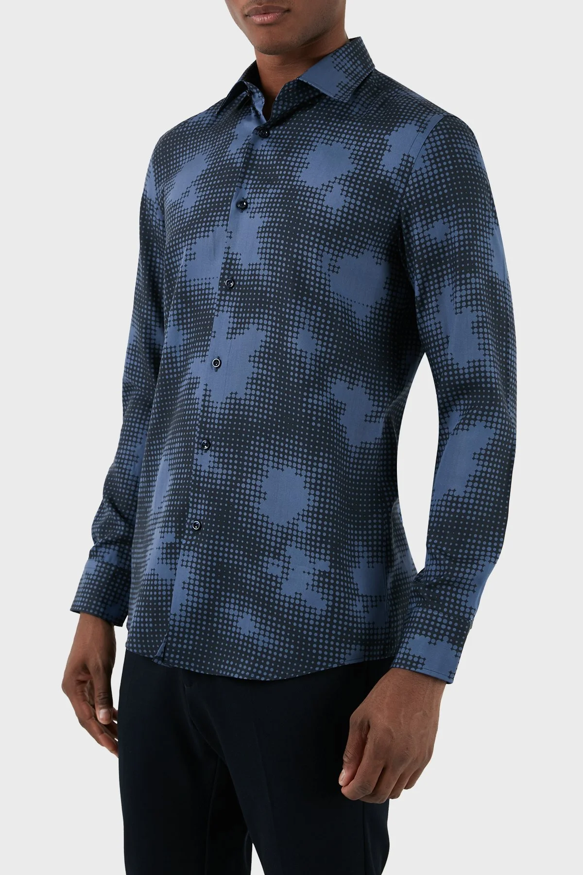 Boss Desenli Regular Fit Erkek Gömlek 50508415 479 MAVİ - 4