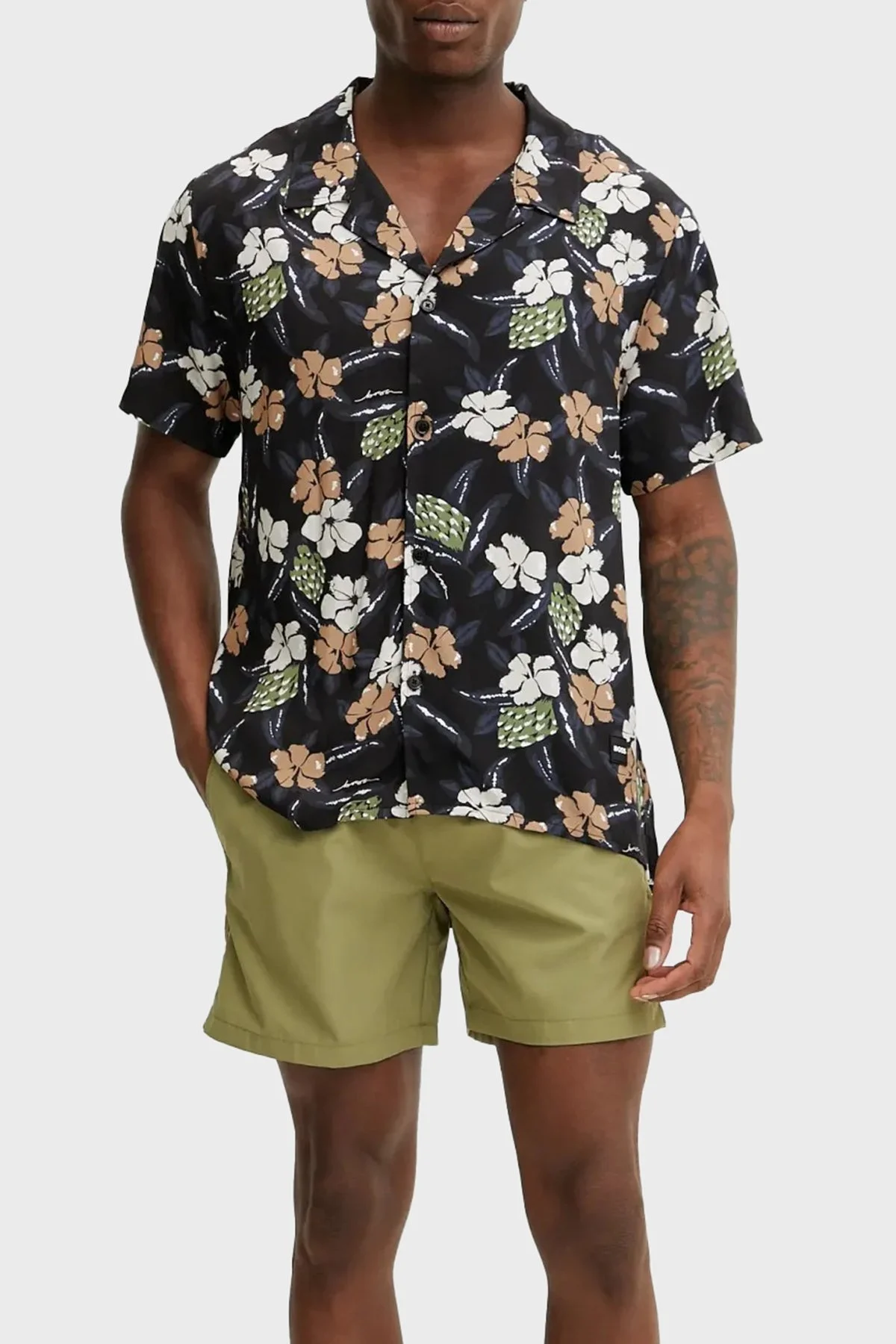 Boss Desenli Regular Fit Kısa Kollu Erkek Gömlek 50535793 003 SİYAH - 1