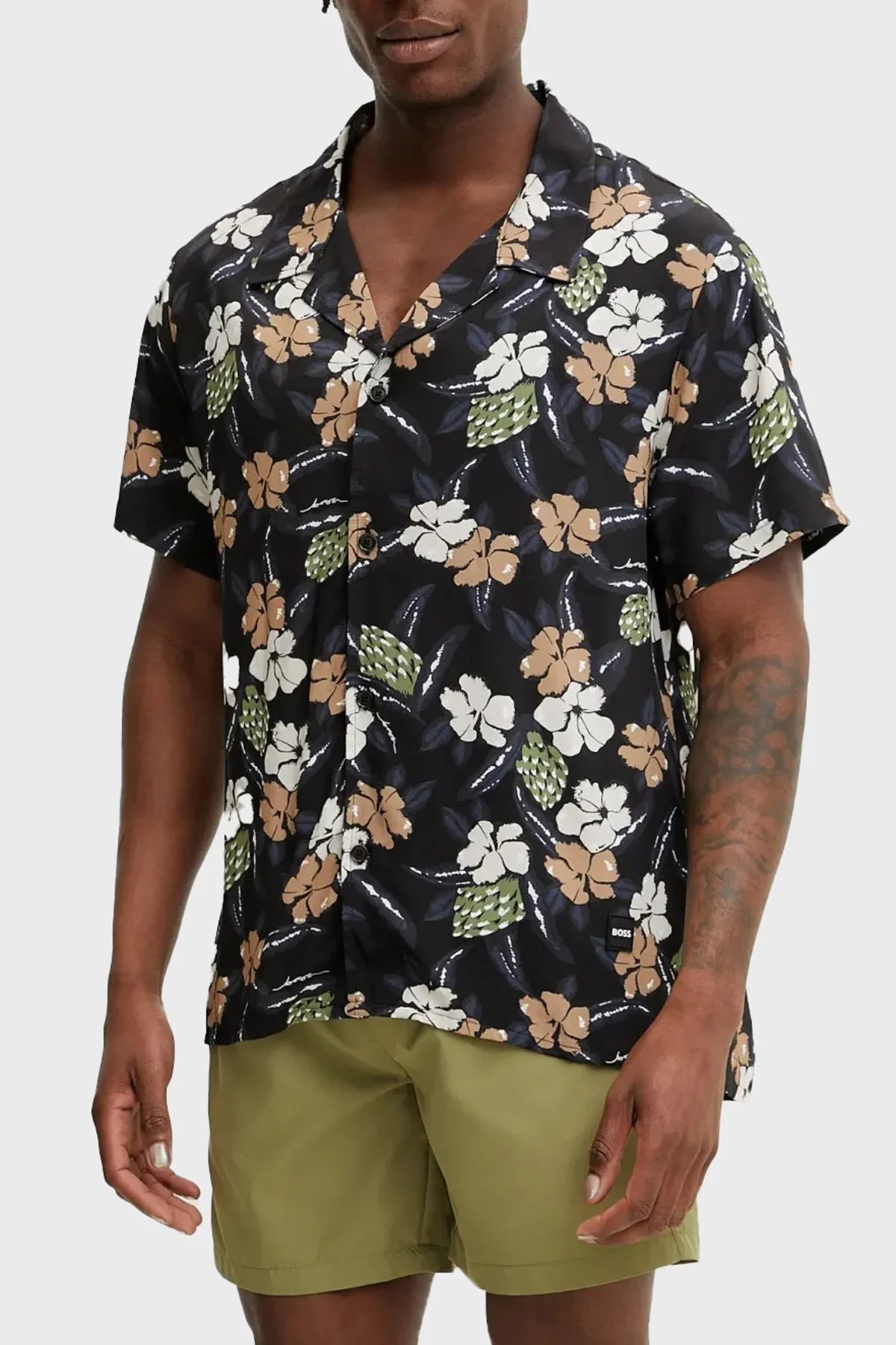 Boss Desenli Regular Fit Kısa Kollu Erkek Gömlek 50535793 003 SİYAH - 2