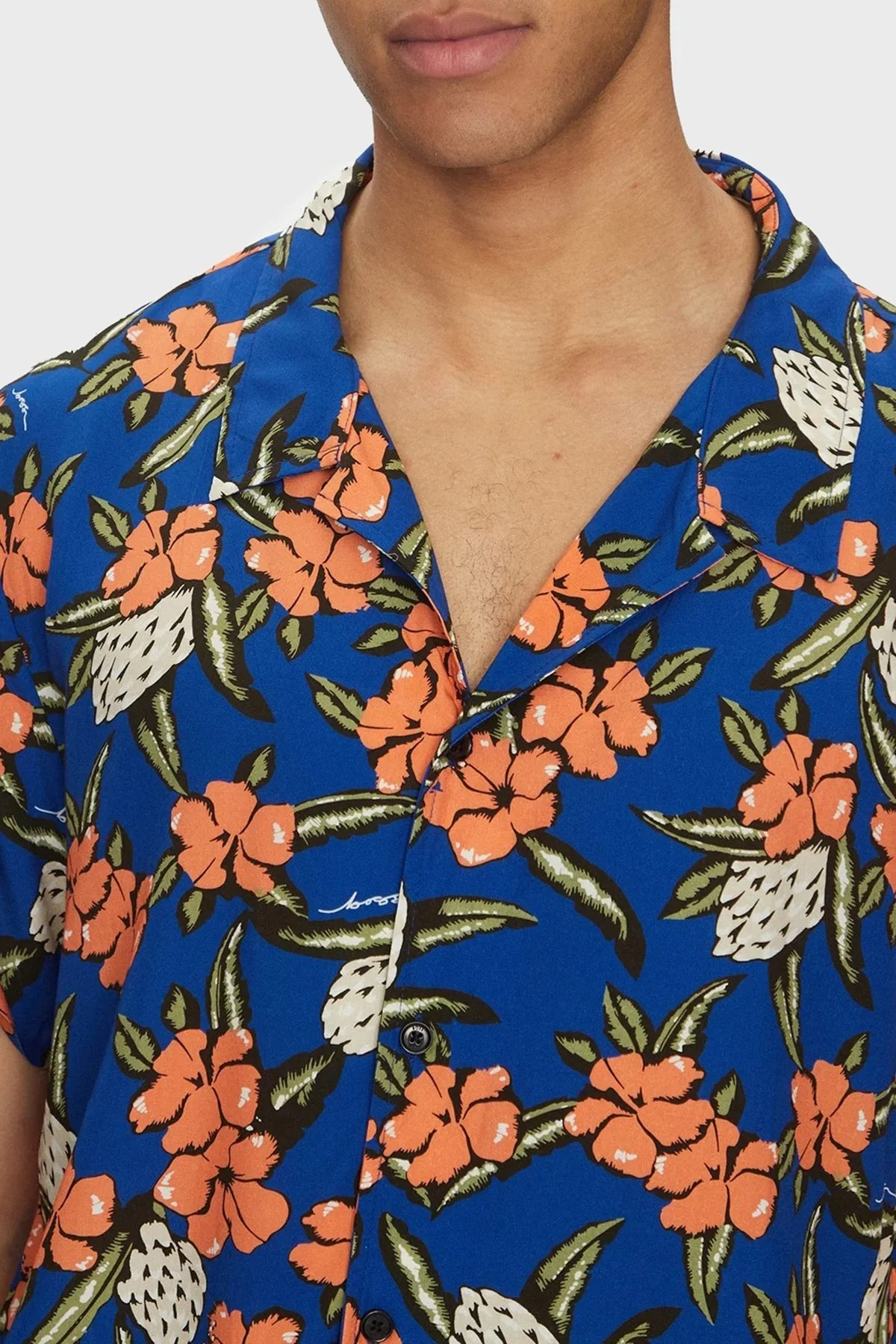 Boss Desenli Regular Fit Kısa Kollu Erkek Gömlek 50535793 427 MAVİ - 4