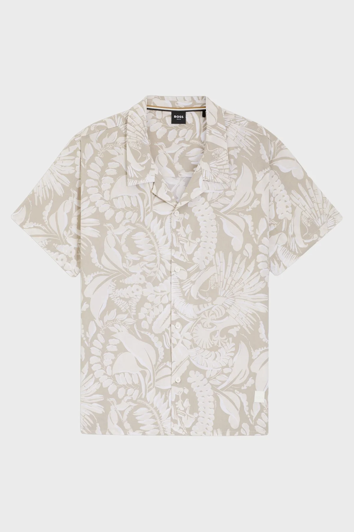 Boss Desenli Regular Fit Klasik Yaka Kısa Kollu Erkek Gömlek 50535793 274 BEJ - 3