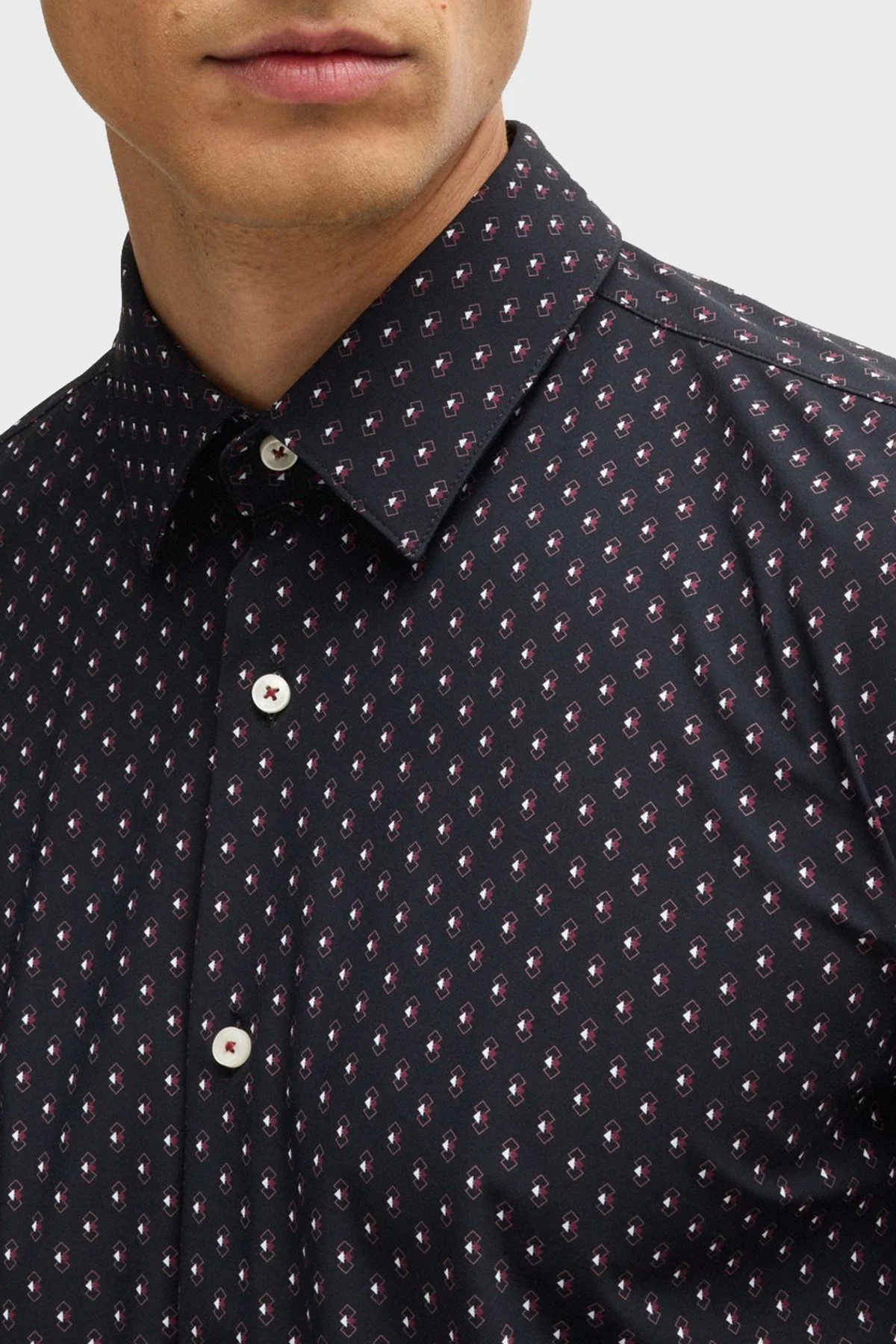 Boss Desenli Slim Fit Erkek Gömlek 50520055 001 SİYAH - 11