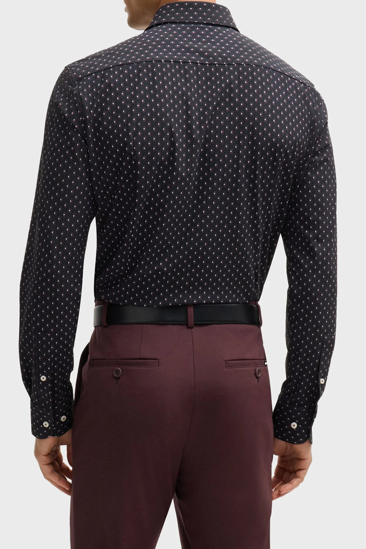 Boss Desenli Slim Fit Erkek Gömlek 50520055 001 SİYAH - 4