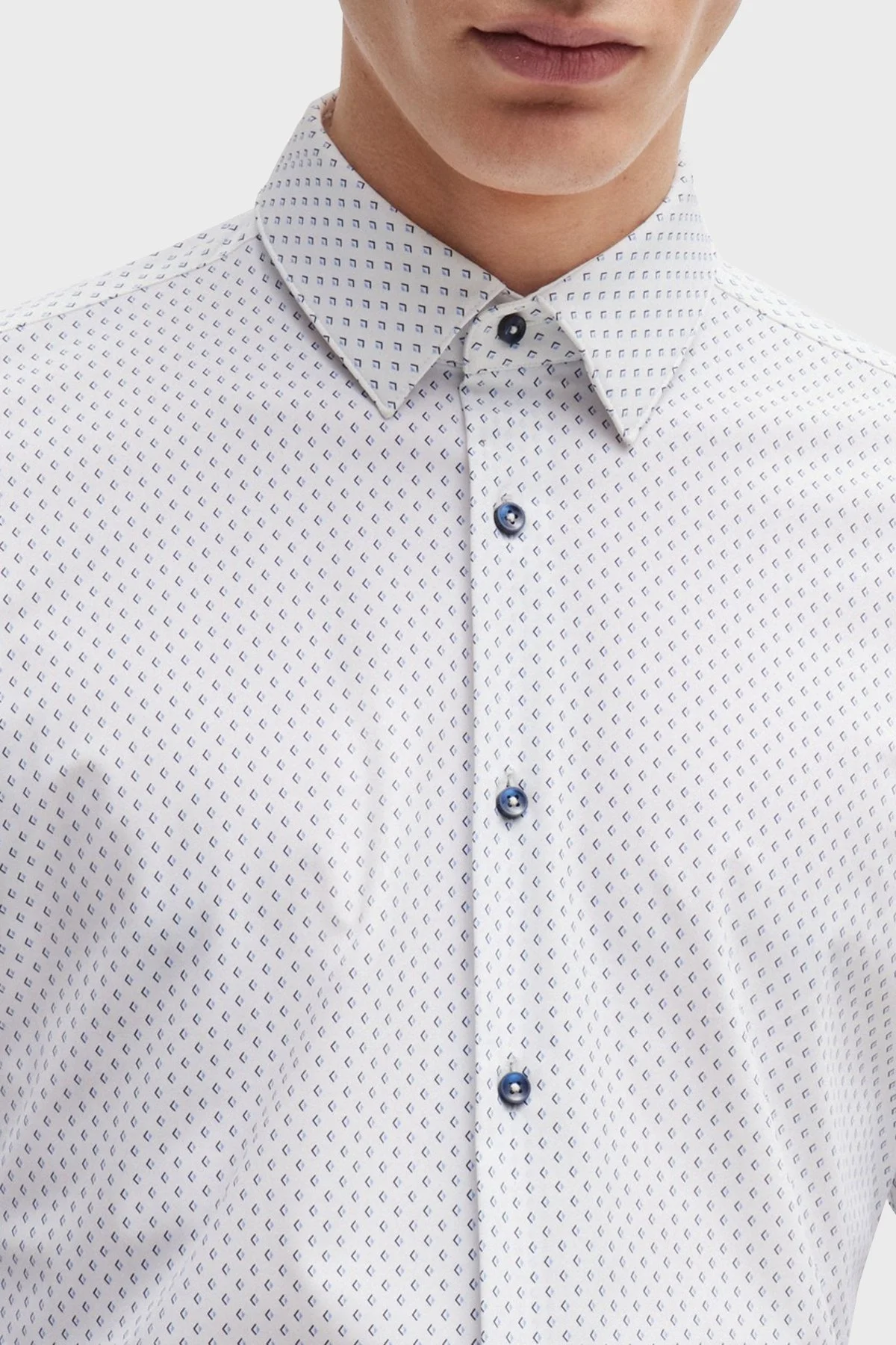 Boss Desenli Slim Fit Erkek Gömlek 50520055 100 BEYAZ - 11