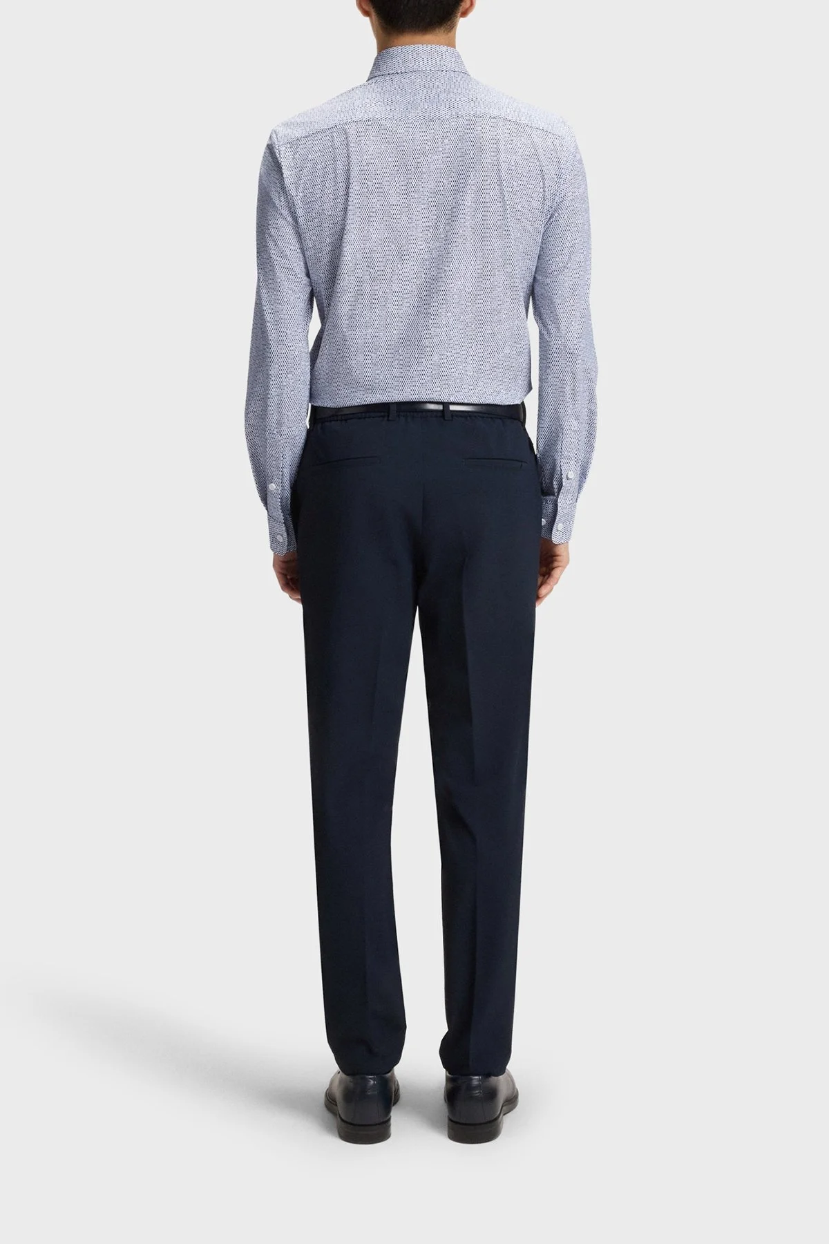 Boss Desenli Slim Fit Streç Uzun Kollu Erkek Gömlek 50545269 410 BEYAZ-LACİVERT - 3