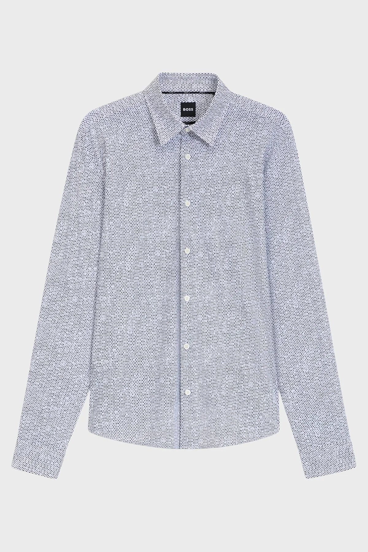Boss Desenli Slim Fit Streç Uzun Kollu Erkek Gömlek 50545269 410 BEYAZ-LACİVERT - 6