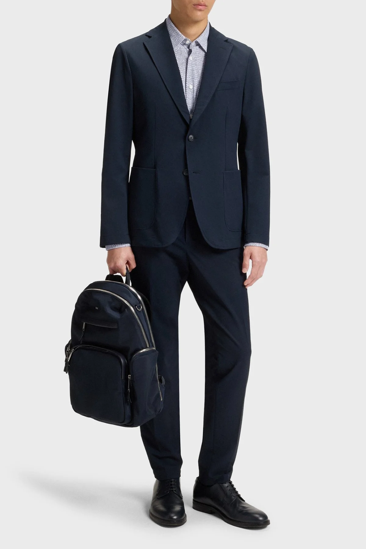 Boss Desenli Slim Fit Streç Uzun Kollu Erkek Gömlek 50545269 410 BEYAZ-LACİVERT - 2